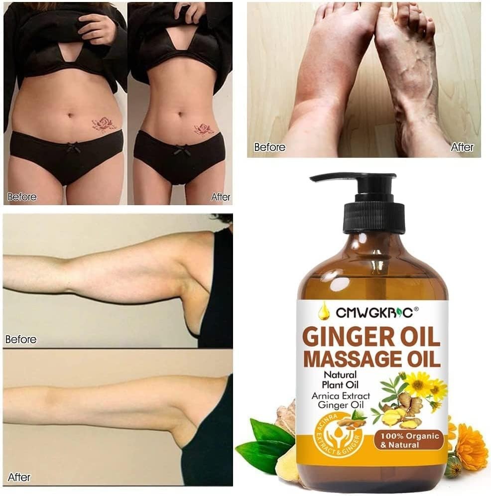 Ginger Oil,Ginger Massage Oil for Lymphatic Drainage,Natural Body Oil for Skin,A