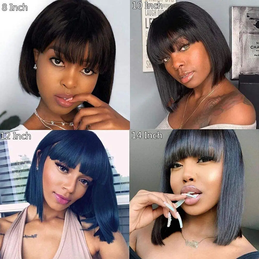 Short Wigs Hair Machine Made Bob Wigs Straight Full Cuticle Aligned Short