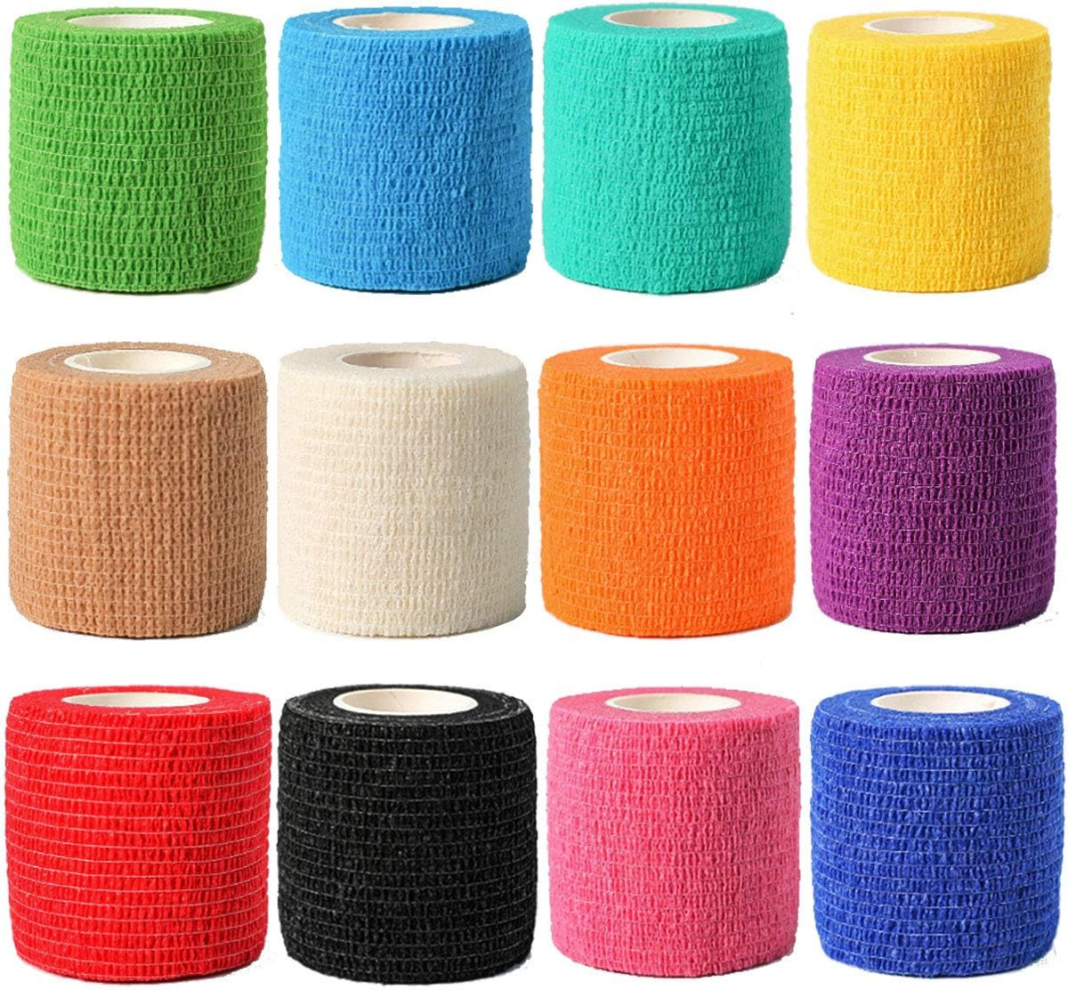 Elastic Bandages (12-Pack) 2” X 5 Yards | Self Adhesive Bandage Wrap, Athletic