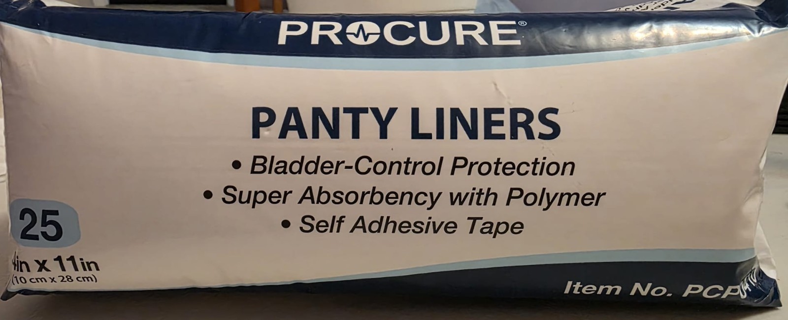 Procure Panty Liners 25 count 4” x 11” inch PCL0410 2 packs of 25