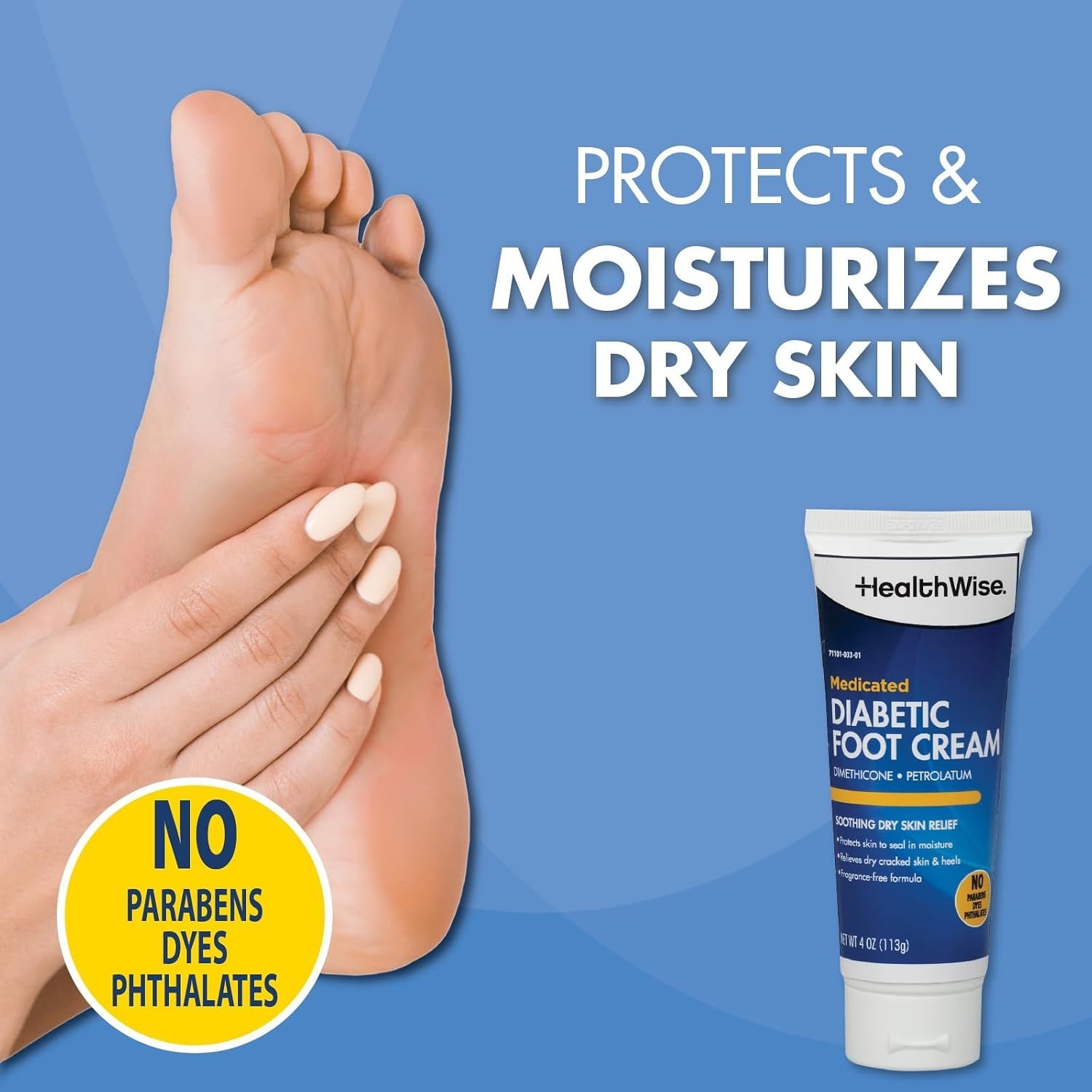 Medicated Diabetic Foot Cream – Dimethicone & Petrolatum, 4 oz. for Dry Skin