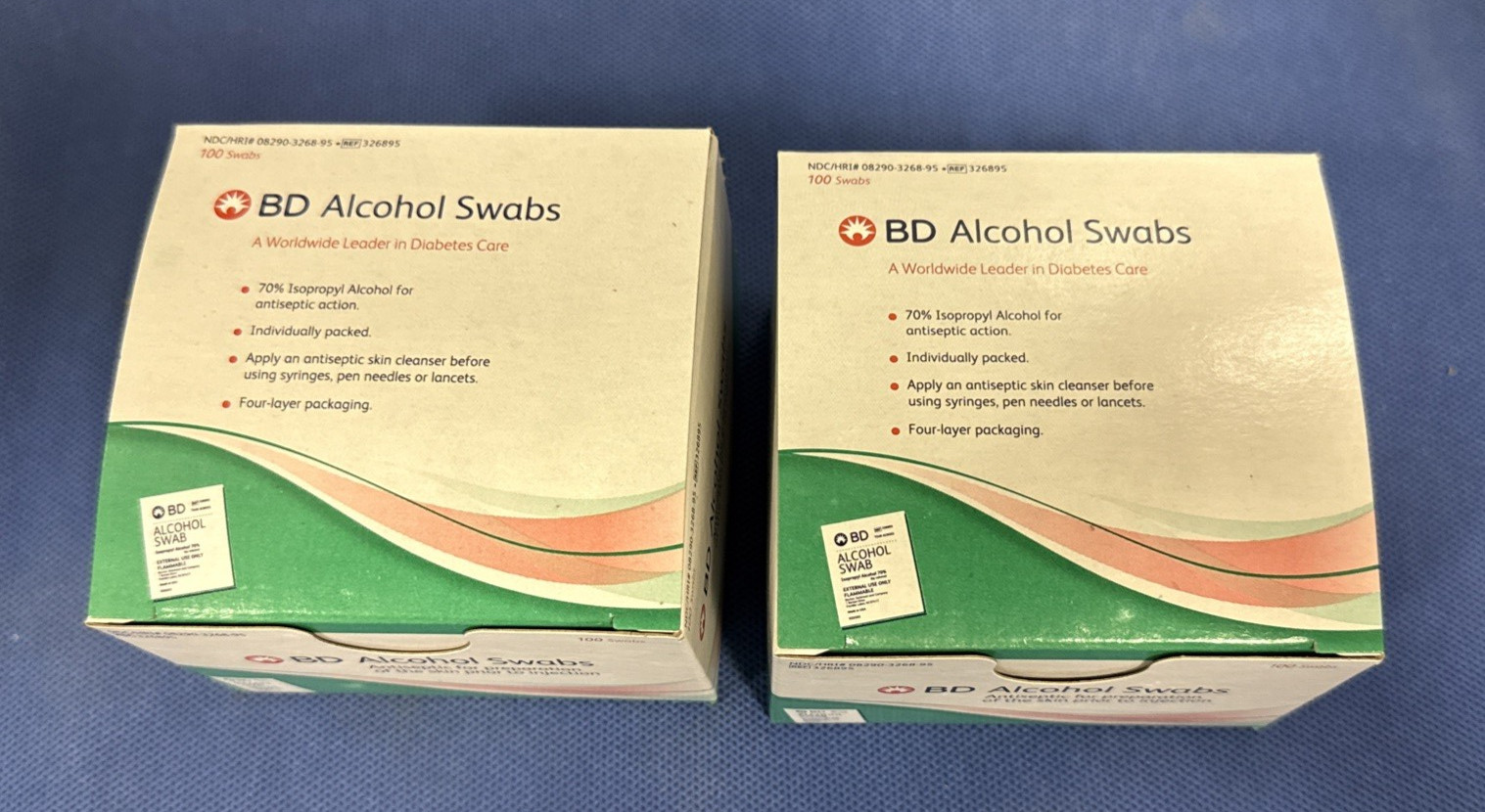 BD Alcohol Swabs (2 Boxes) 100 Each 200 Swabs #326895 EXP 2026/07