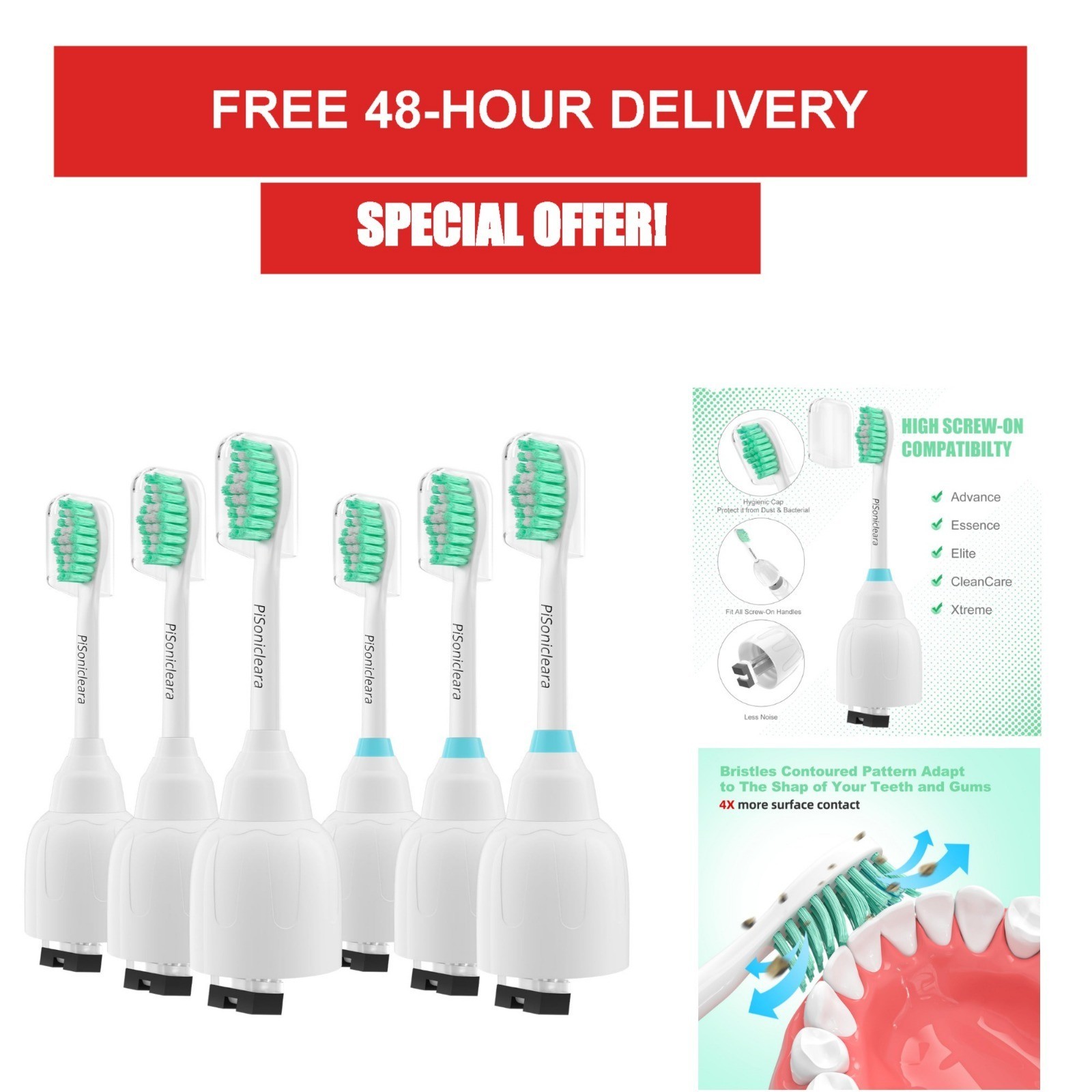 Replacement Toothbrush Heads for Philips Sonicare E-Series (6-pack)