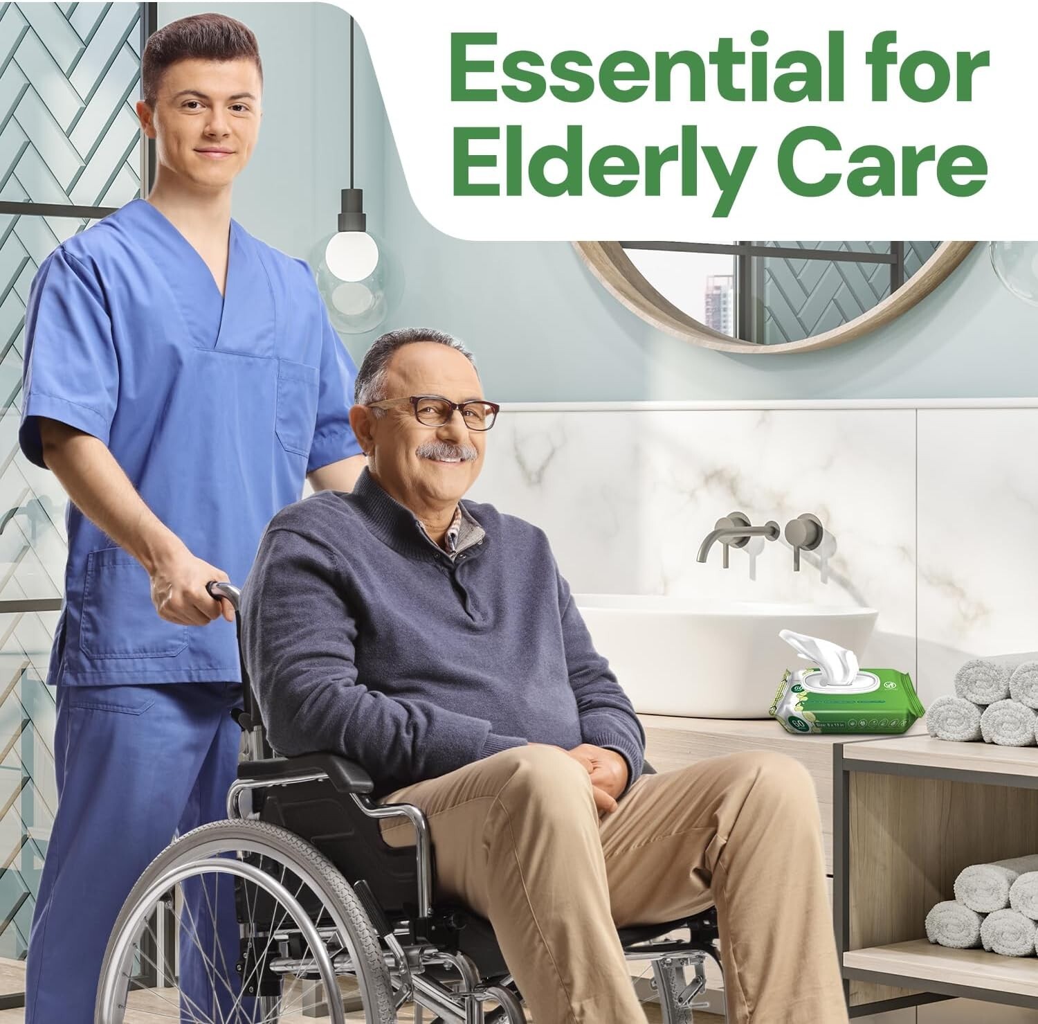 Adult Wipes For Elderly Softly Scented – 8×13″ 240ct (4 Packs of 60)