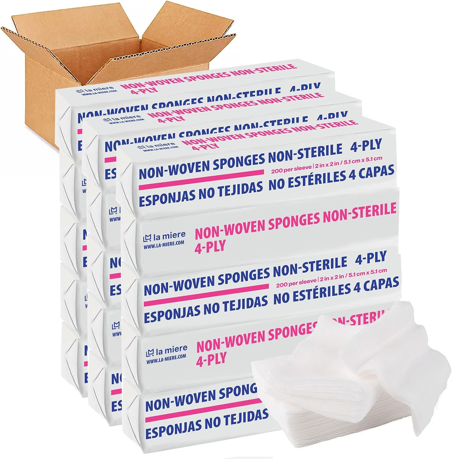 4″X4″ 200 Pack Non-Woven Sponges 4-Ply Medical Sponges Non-Sterile