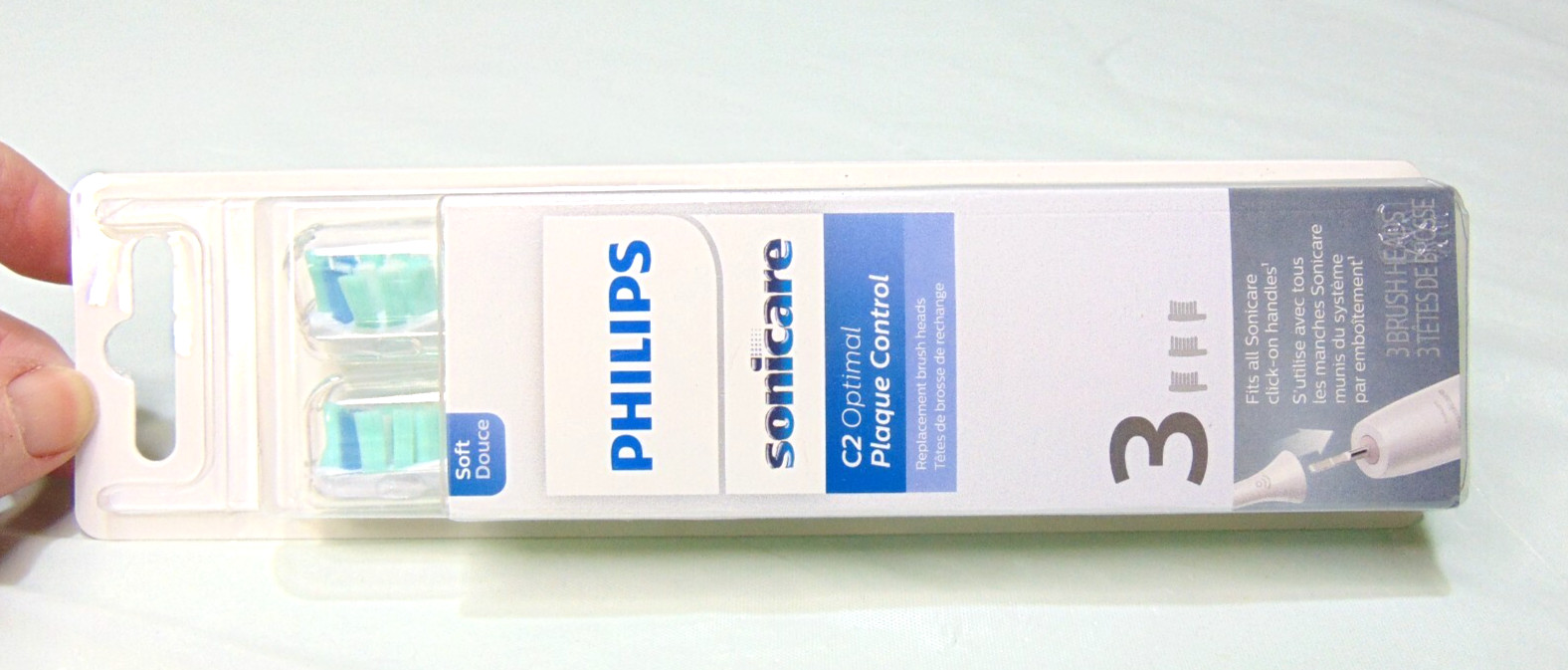 3-pack Philips Sonicare #C2 Plaque Control Brush Heads HX9023/65 Soft