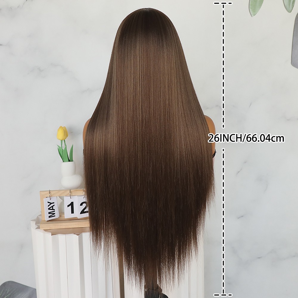 13×4 Free Part Pre Plucked Natural Hairline Lace Front Wigs Dark Brown Glueless
