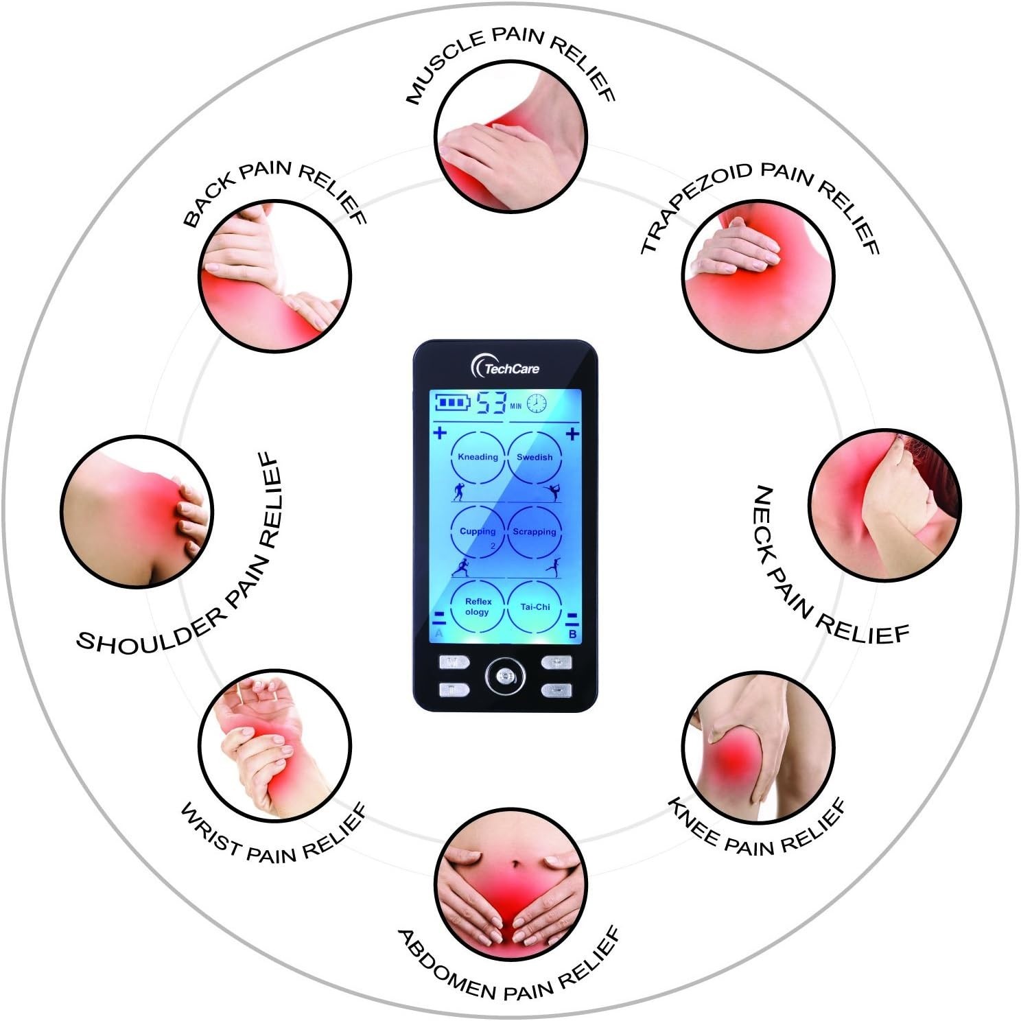 TENS EMS Muscle Stimulator – Dual Channel Rechargeable Unit with 24 Modes