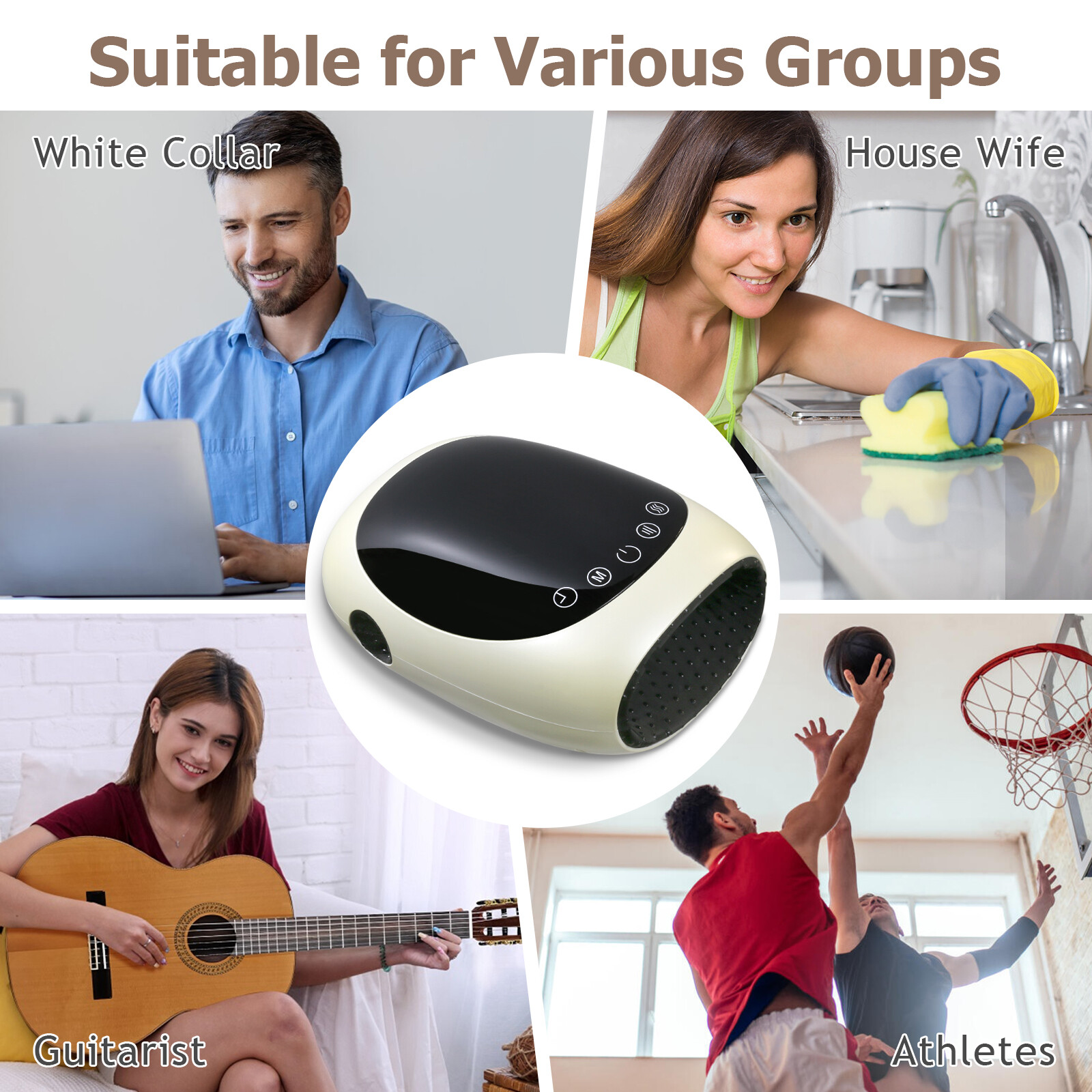 Cordless Hand Massager with Air Compression Heat for Arthritis and Carpal Tunnel