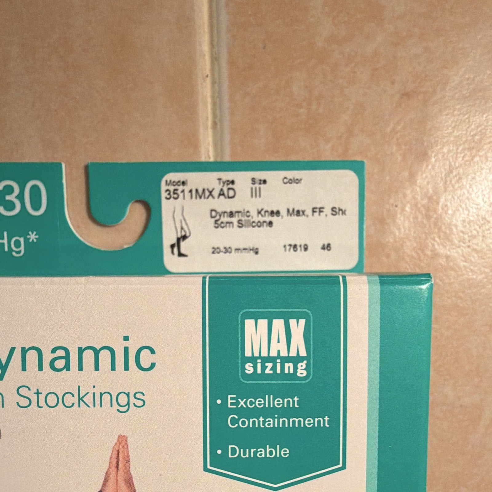 Juzo Dynamic Knee High Compression Stockings 20-30 mmHg Beige Latex Free