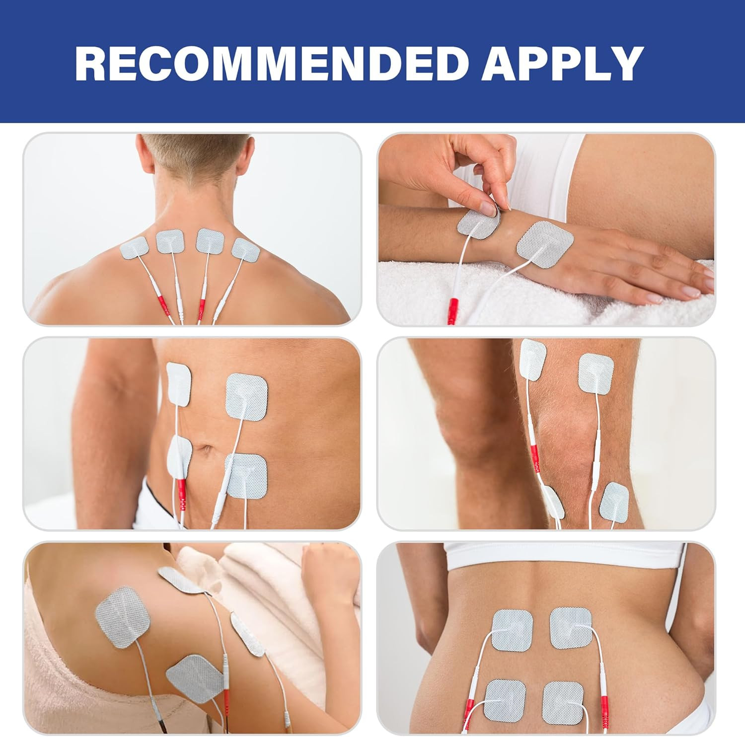TENS Unit Electrode Pads 2×2 Inch 20PCS Reusable Latex Free