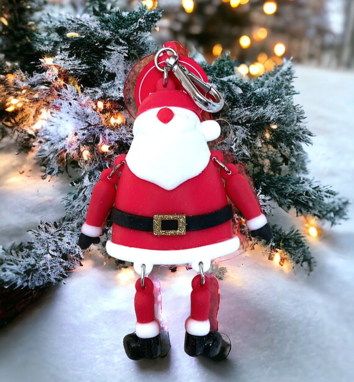 New BATH & BODY WORKS Light-Up Dangle Legs Santa Keychain Pocket *Bac Holder