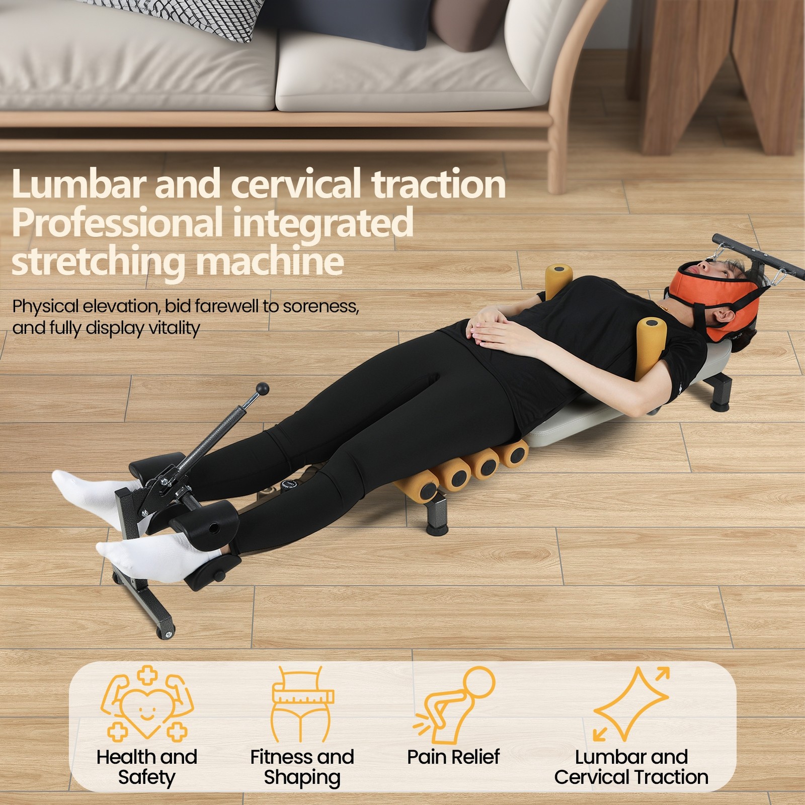 Traction Device, Lower Back, Lumbar and Cervical Spine Stretcher, Leg Stretcher