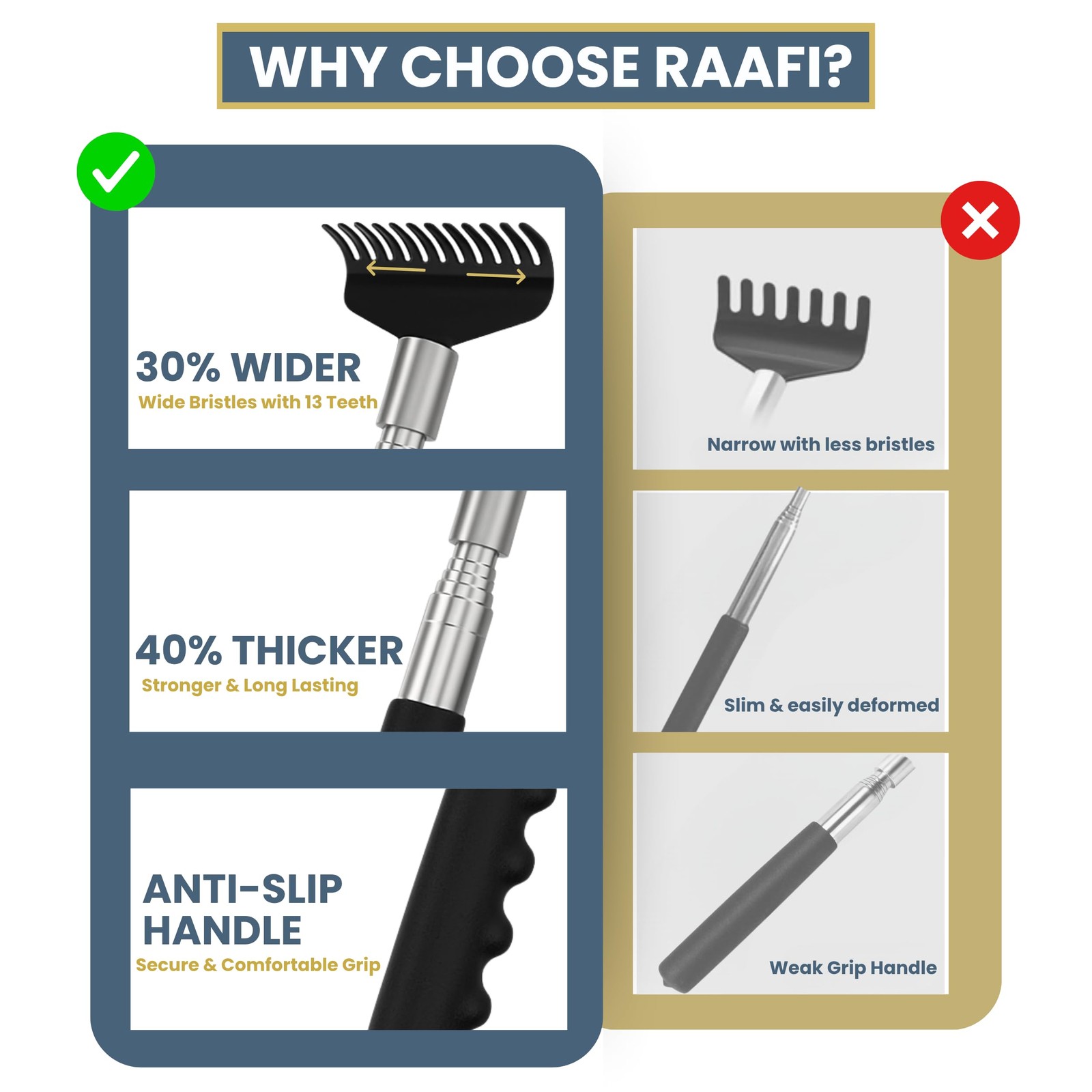 Robust Telescoping Back Scratcher for Instant Itch Relief, Extra Wide Head, S…
