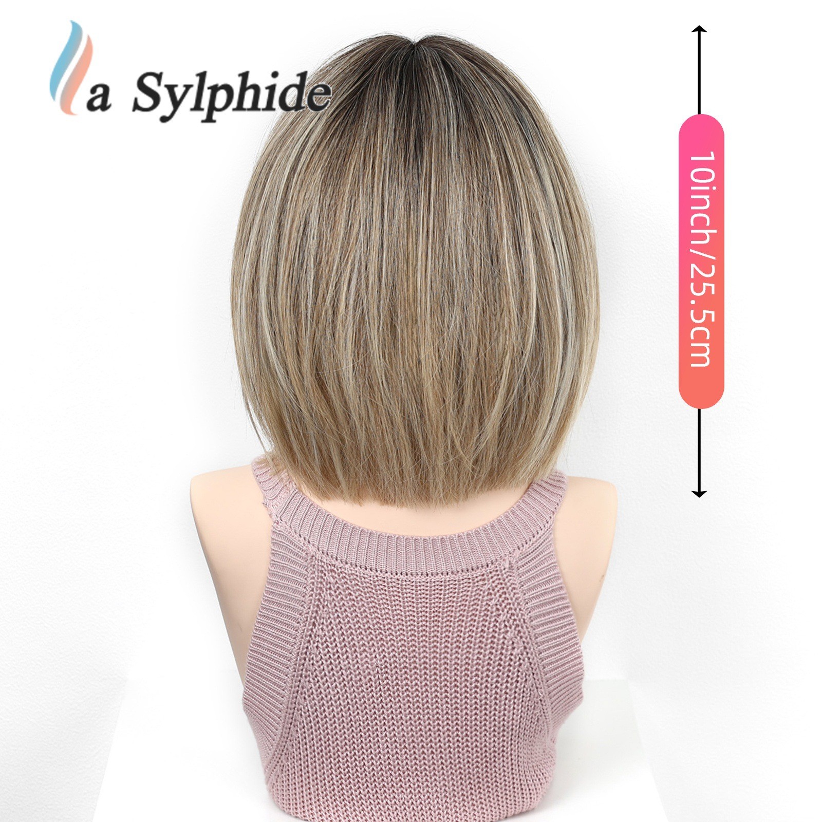 Brown Ombre Middle Part Shoulder Length Short Wig for Women European Style