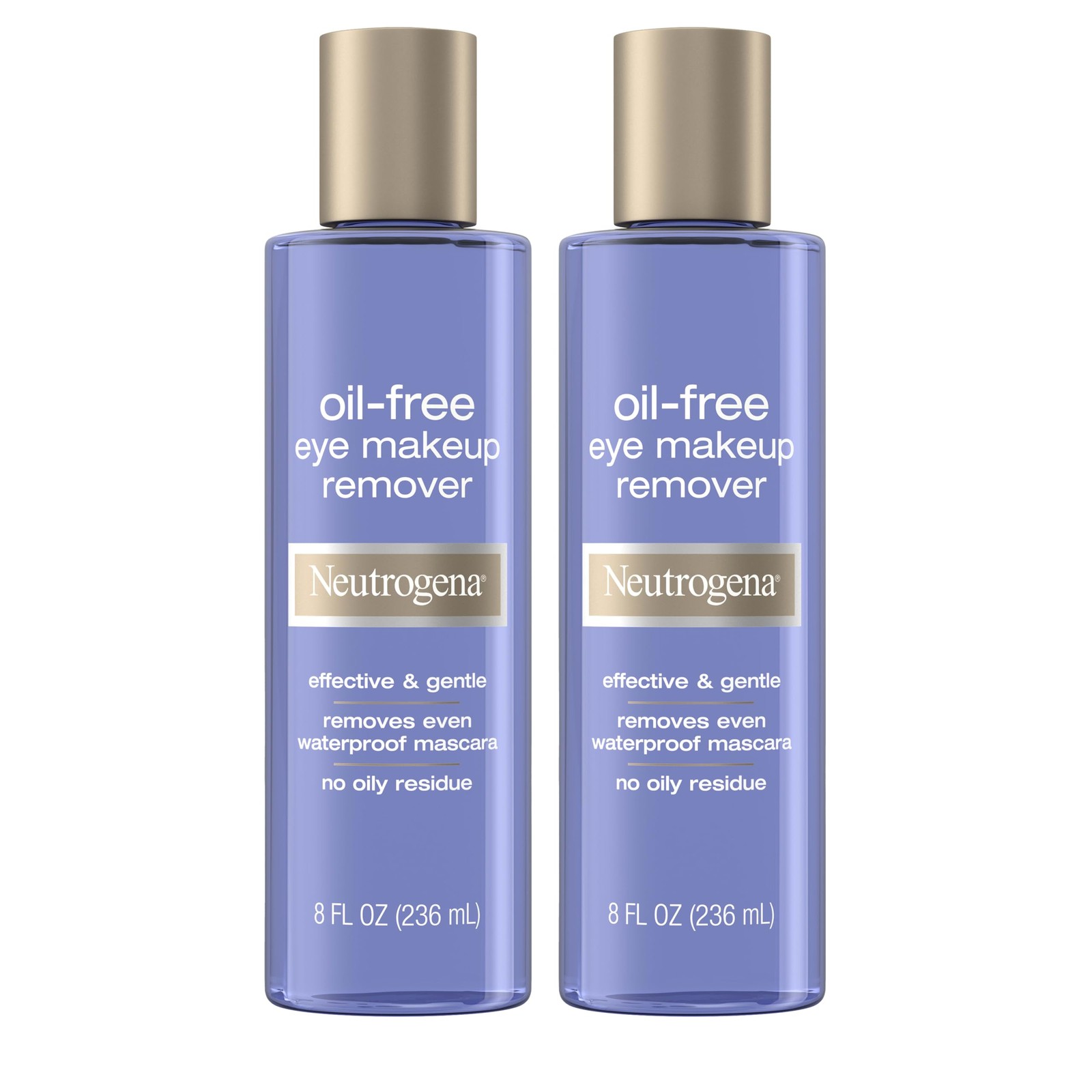 Neutrogena Oil-Free Eye Makeup Remover & Cleanser, 8 Fl Oz (Pack of 2), Clear