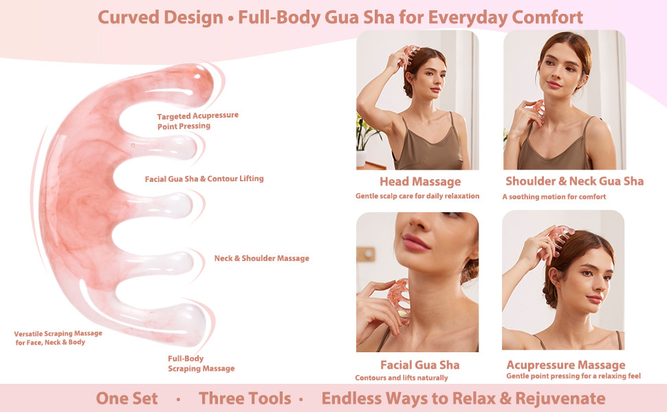 3pcs Scalp Massage Tool Head Massager Gua Sha Comb for Face/Neck/Body/Eye