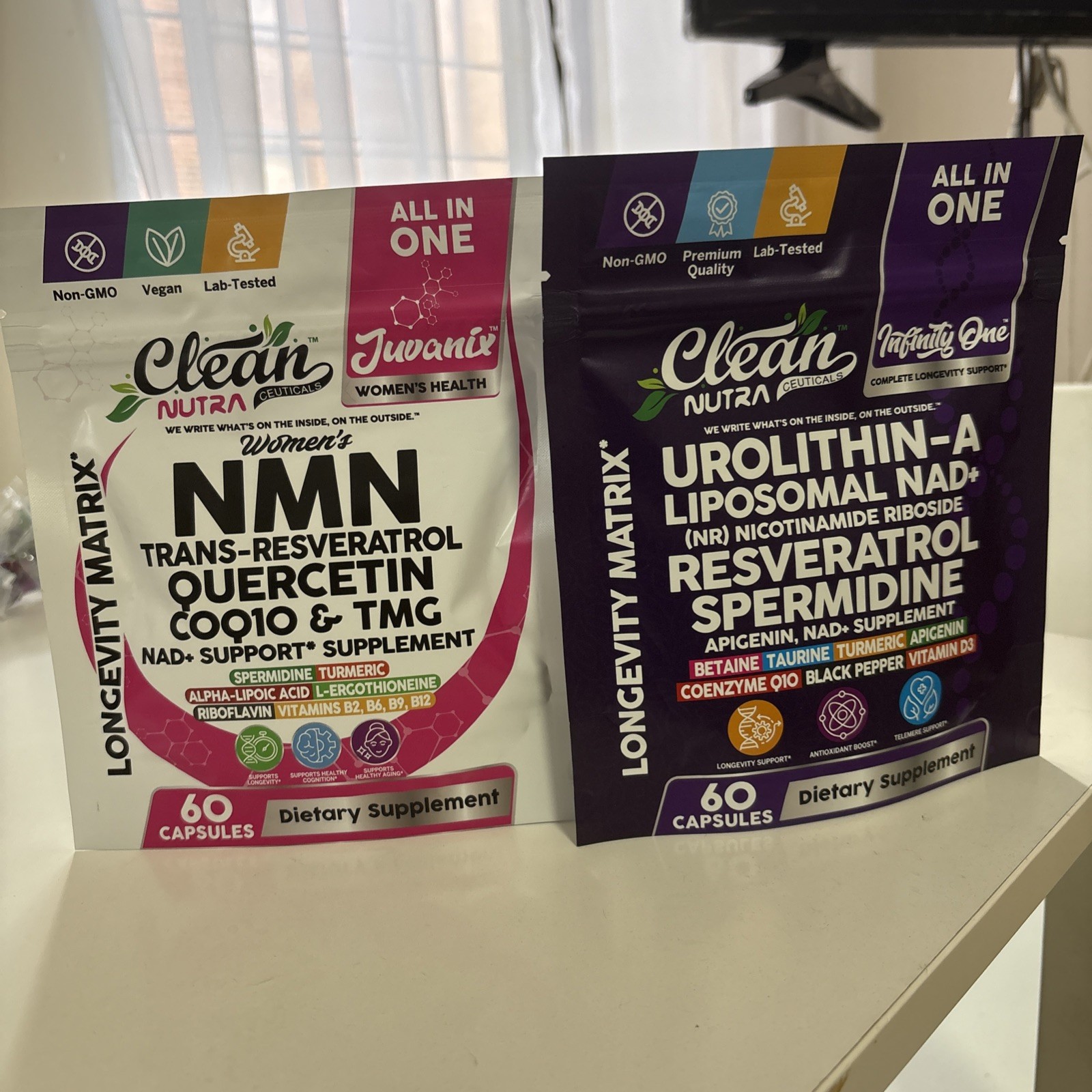 Clean Nutra Infinity One Urolithin-A Resveratrol NAD+ Longevity Matrix 60 Caps