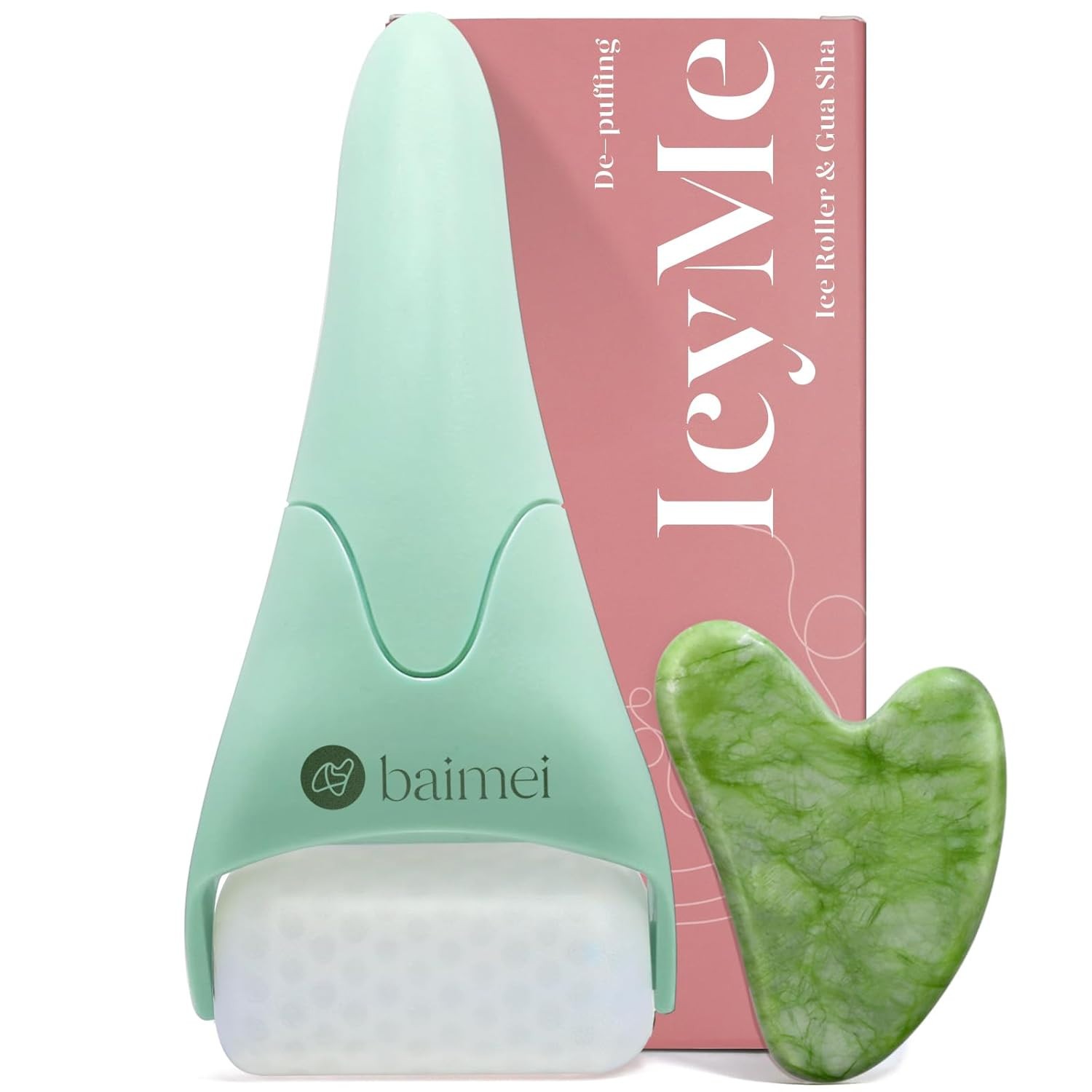 BAIMEI IcyMe Cryotherapy Ice Roller and Gua Sha Facial Tools Reduces Puffiness,