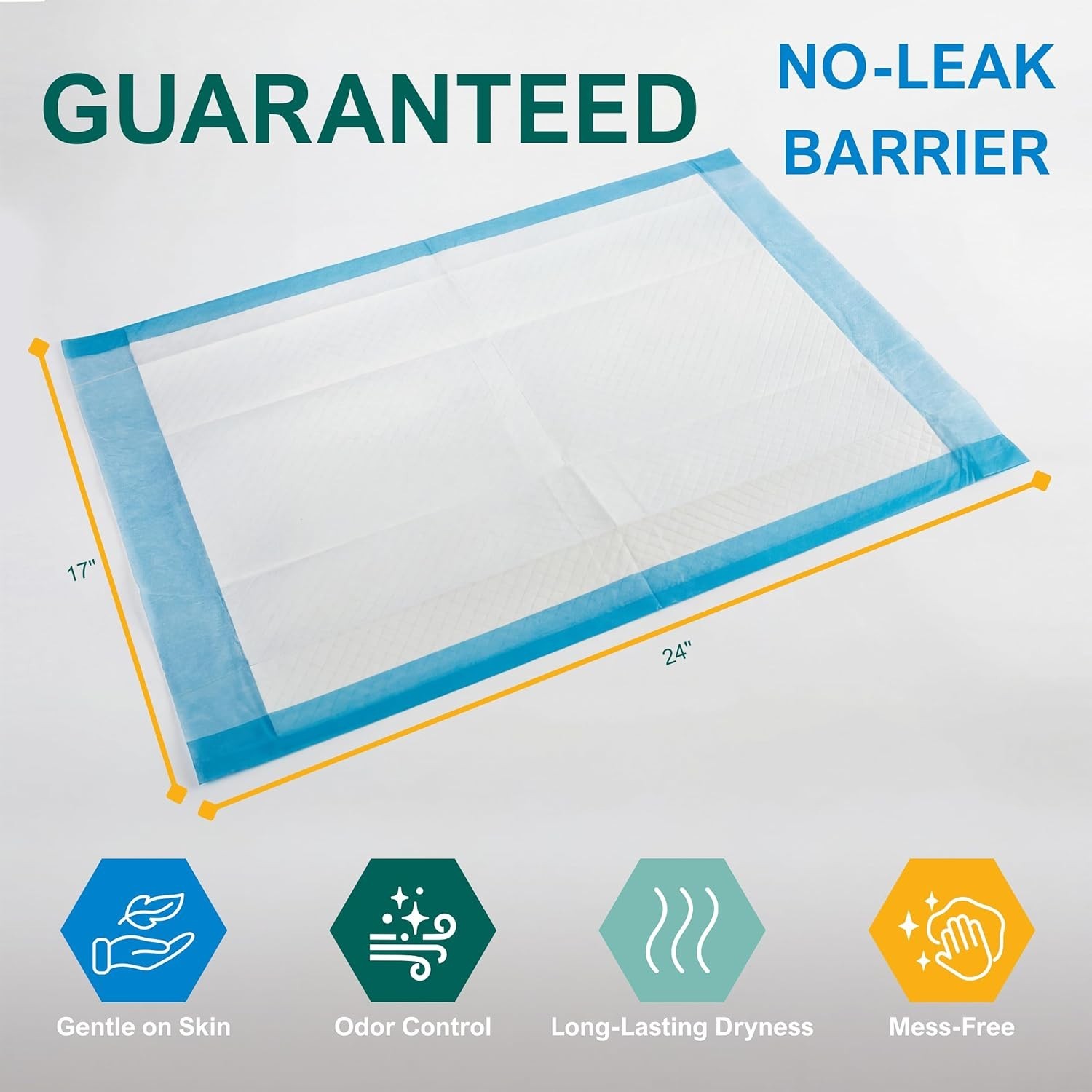 Disposable Underpads 17 x 24 Inches, 100 Count Incontinence Pads Bed Covers