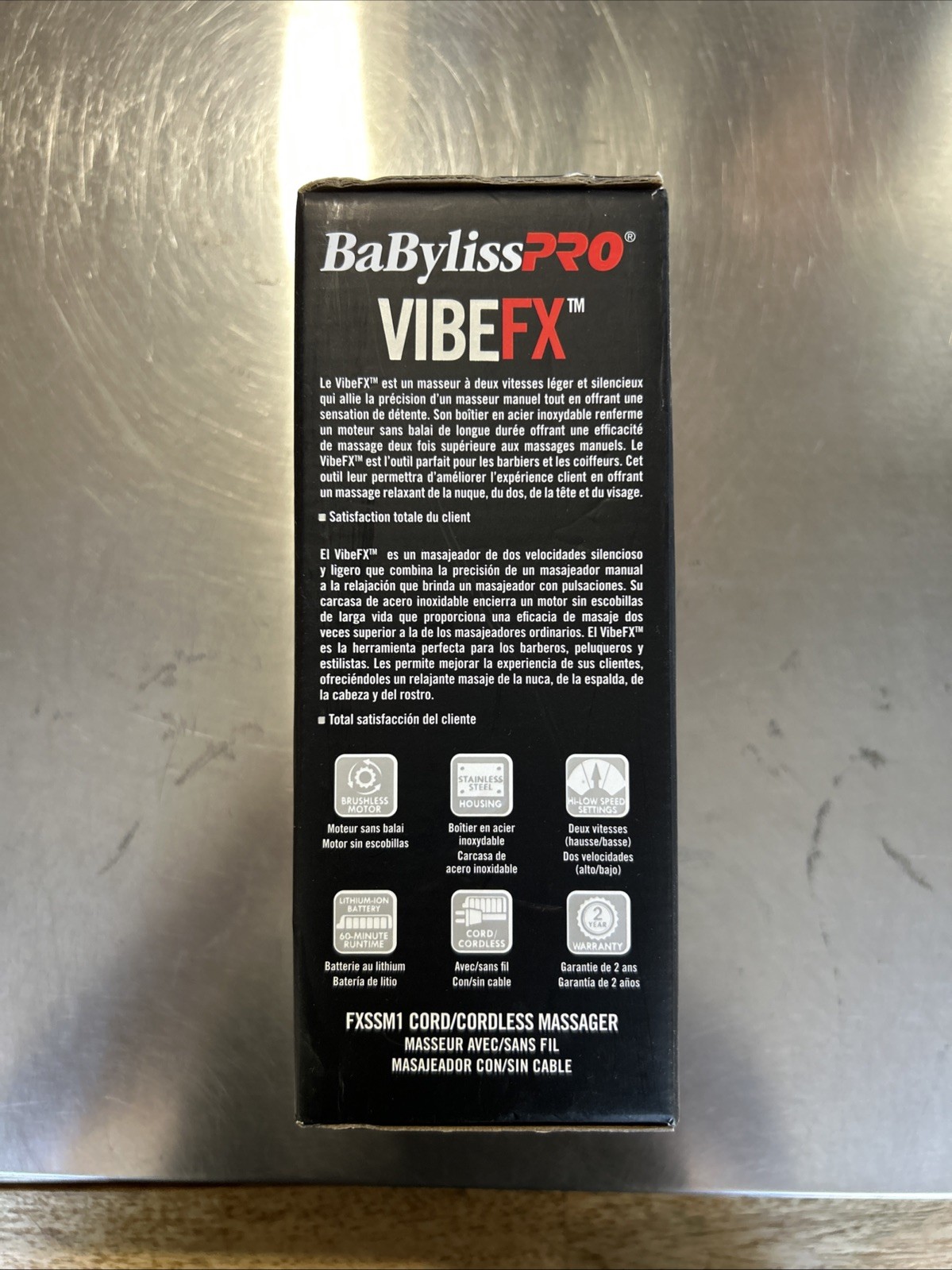 BaBylissPRO VIBEFX FXSSM1 Cordless Handheld Massager Black/Silver