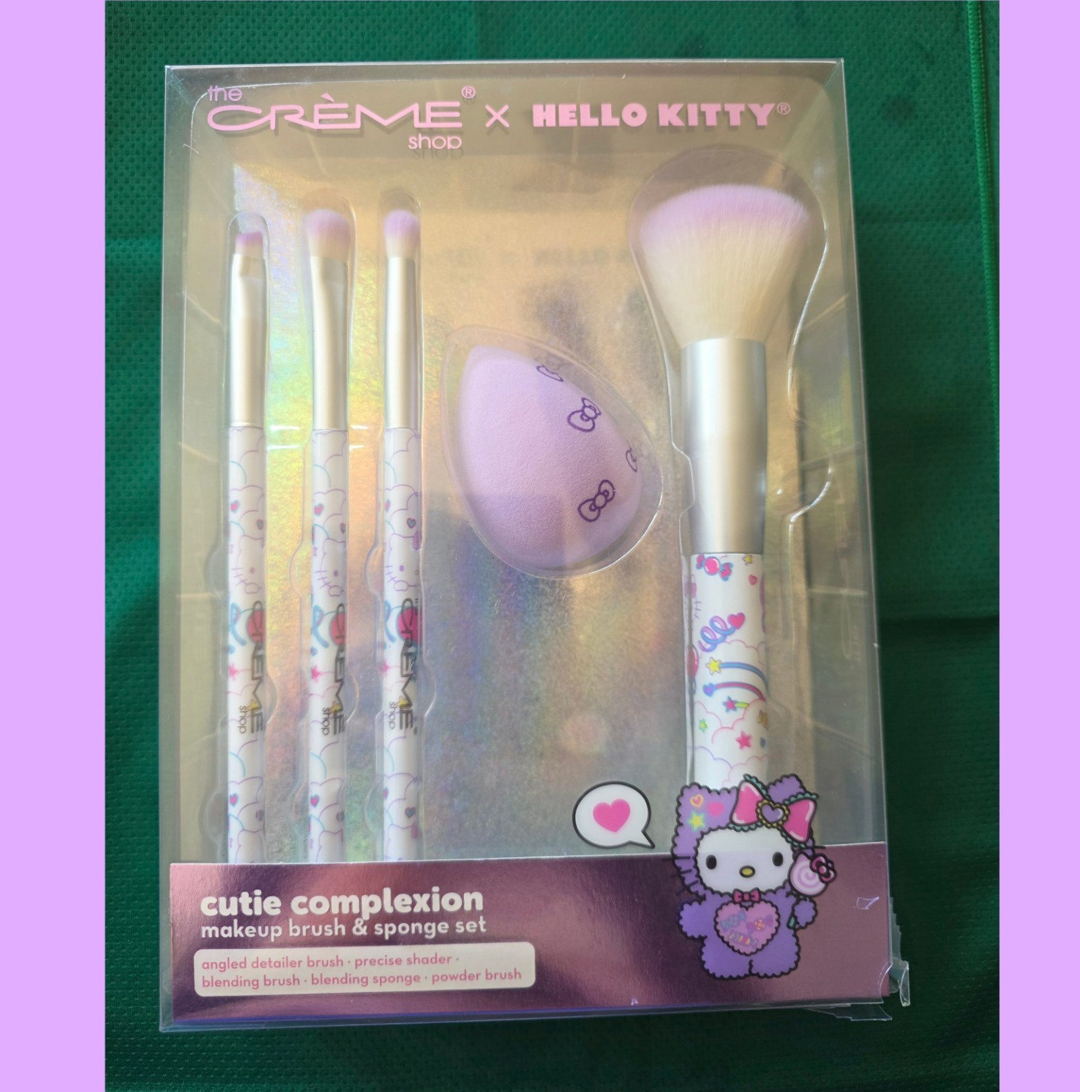 The Crème Shop x Hello Kitty Cutie Complexion Brush & Sponge Set, White/Purple