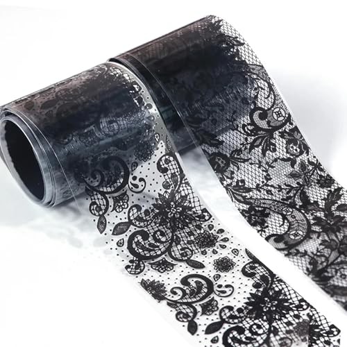 2 Box 20 Rolls Lace Nail Foil Transfer Sheets – Black KIT1 Black&White lace
