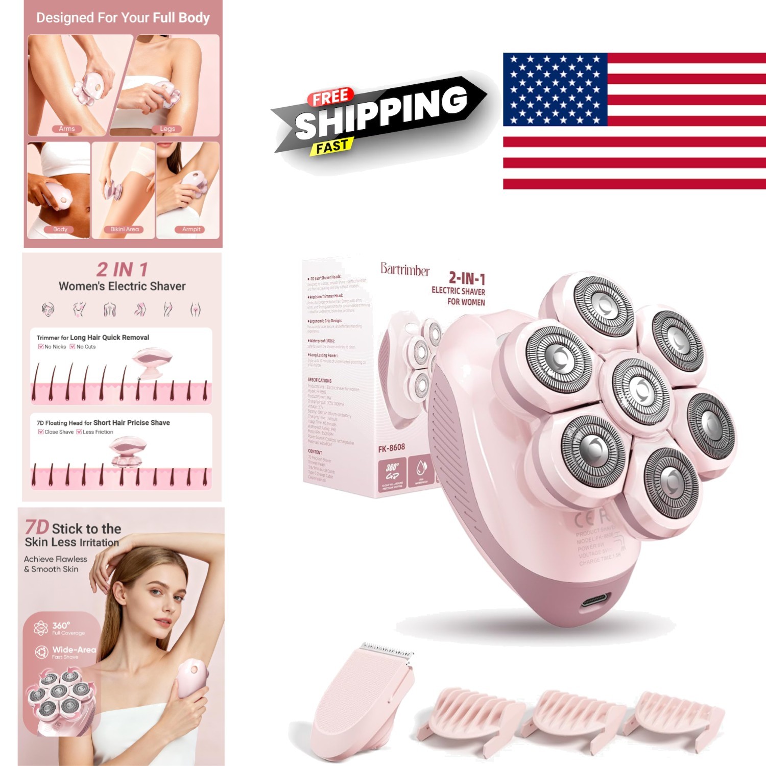 Compact Electric Shaver for Women with Long Lasting Battery and USB Charging