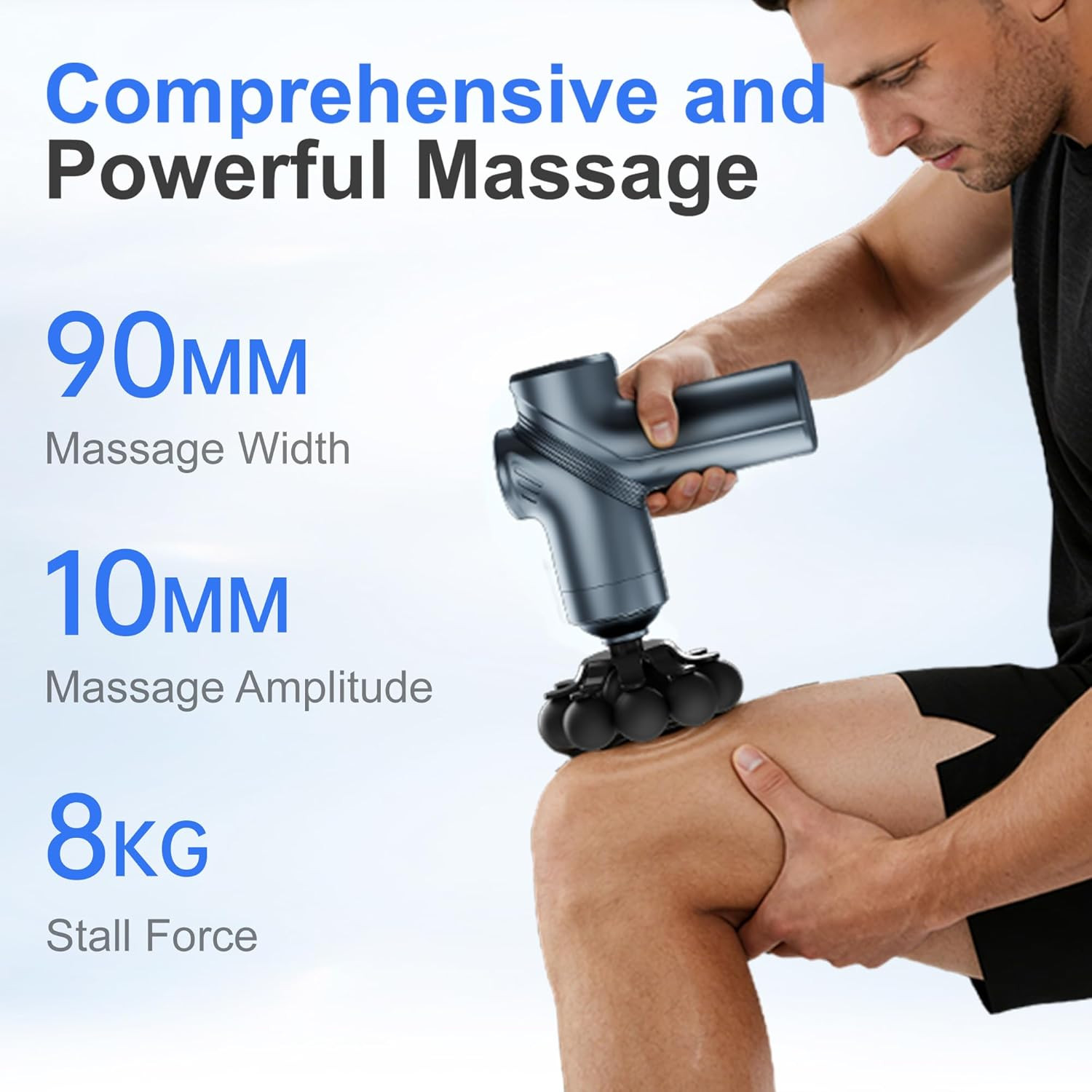 Deep Tissue Massage Gun, Silent Mini Muscle Massager with 9 Heads (Blue)