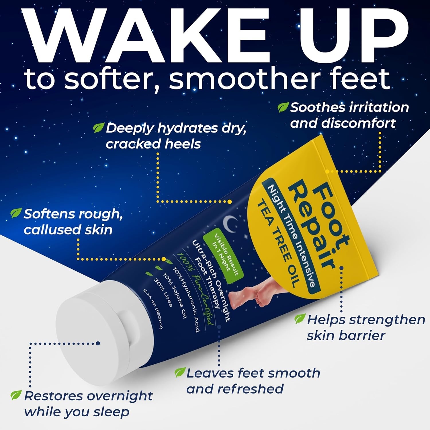 Foot Cream for Dry Cracked Heels and Feet – Tea Tree Oil Heel Cream | 6.14 oz