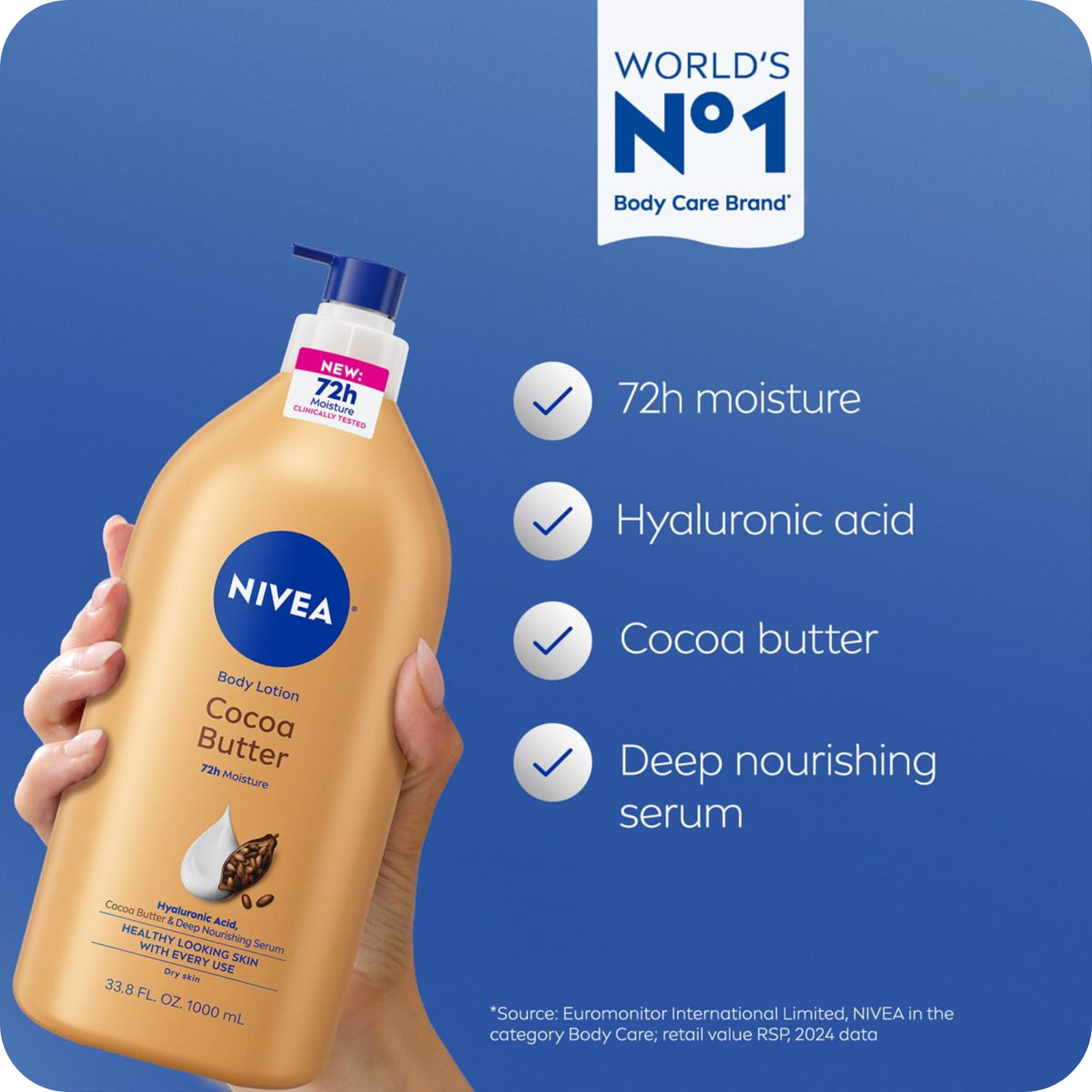 NIVEA Cocoa Butter Body Lotion for Dry Skin, 33.8 Fl Oz