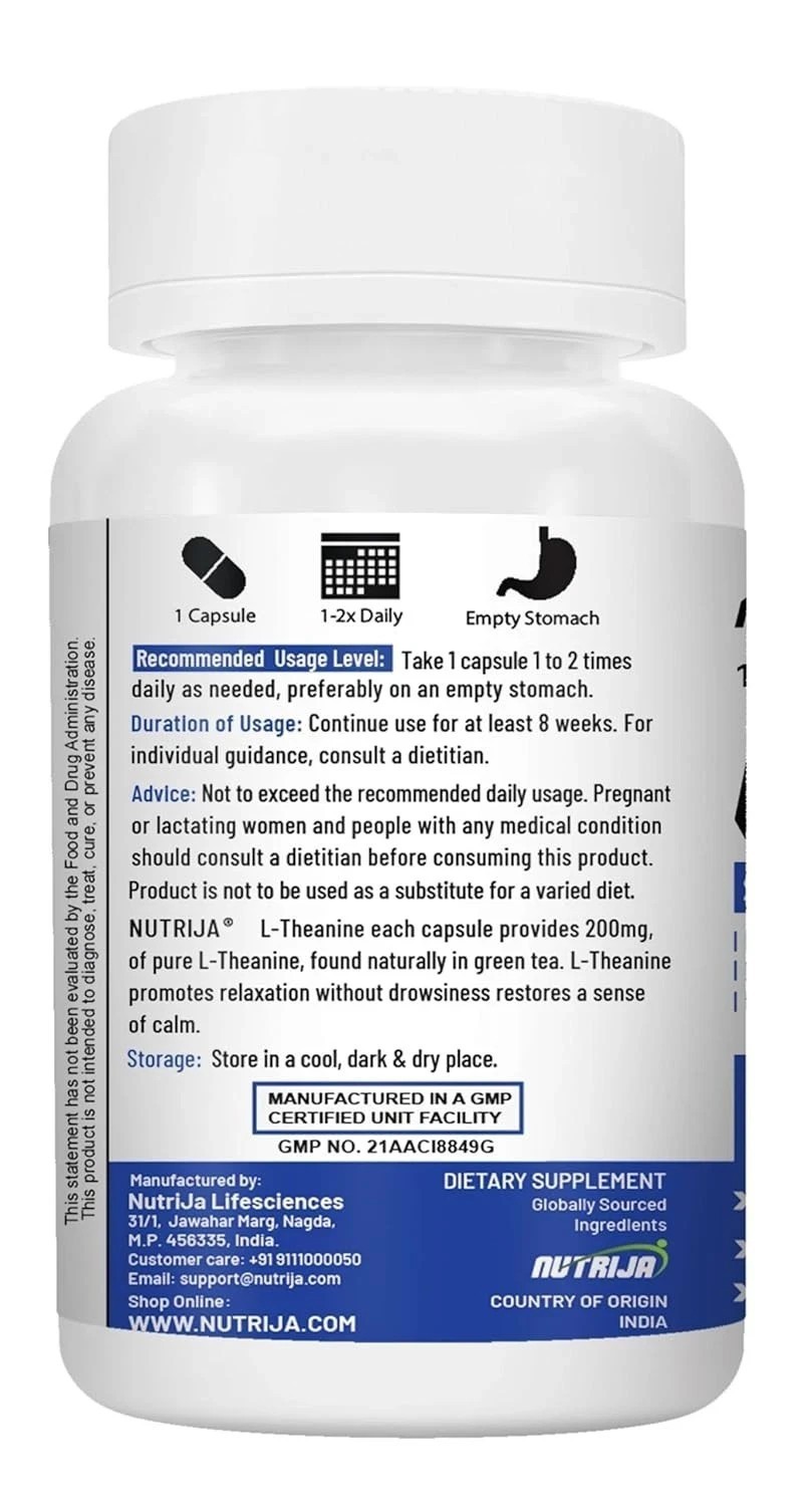 NutriJa L-Theanine 200MG 60 Capsules