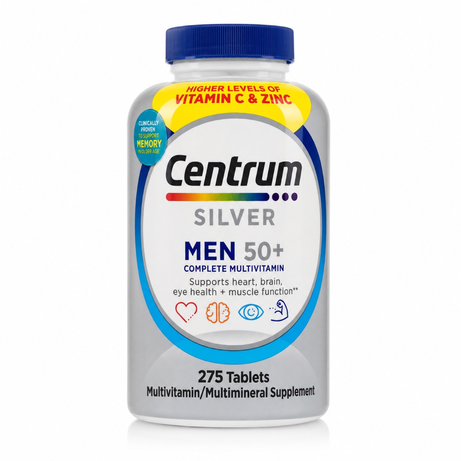 Centrum Silver Men 50+ Complete Multivitamin 275 Tablets Vitamin C Zinc