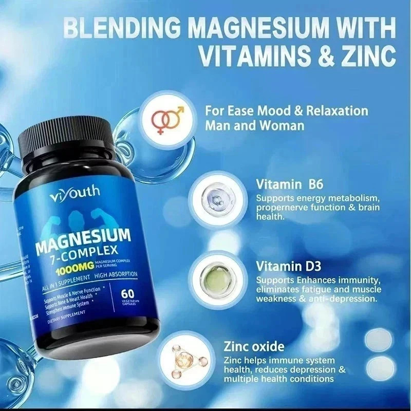 Magnesium 2-Pack 7 Complex 120 Capsules, Advanced Daily Wellness Blend, Plant-Ba