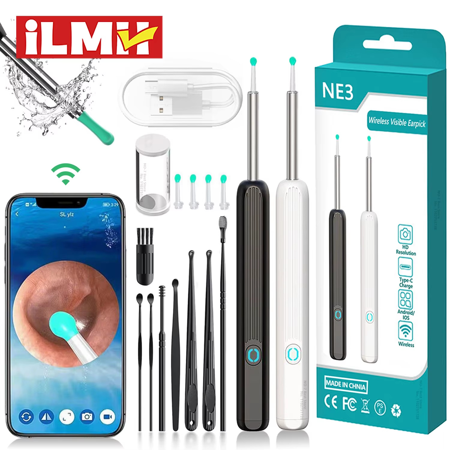 Smart Visual Ear Cleaner HD Ear Sticks Otoscope USB C Charging Endoscope Wax Rem