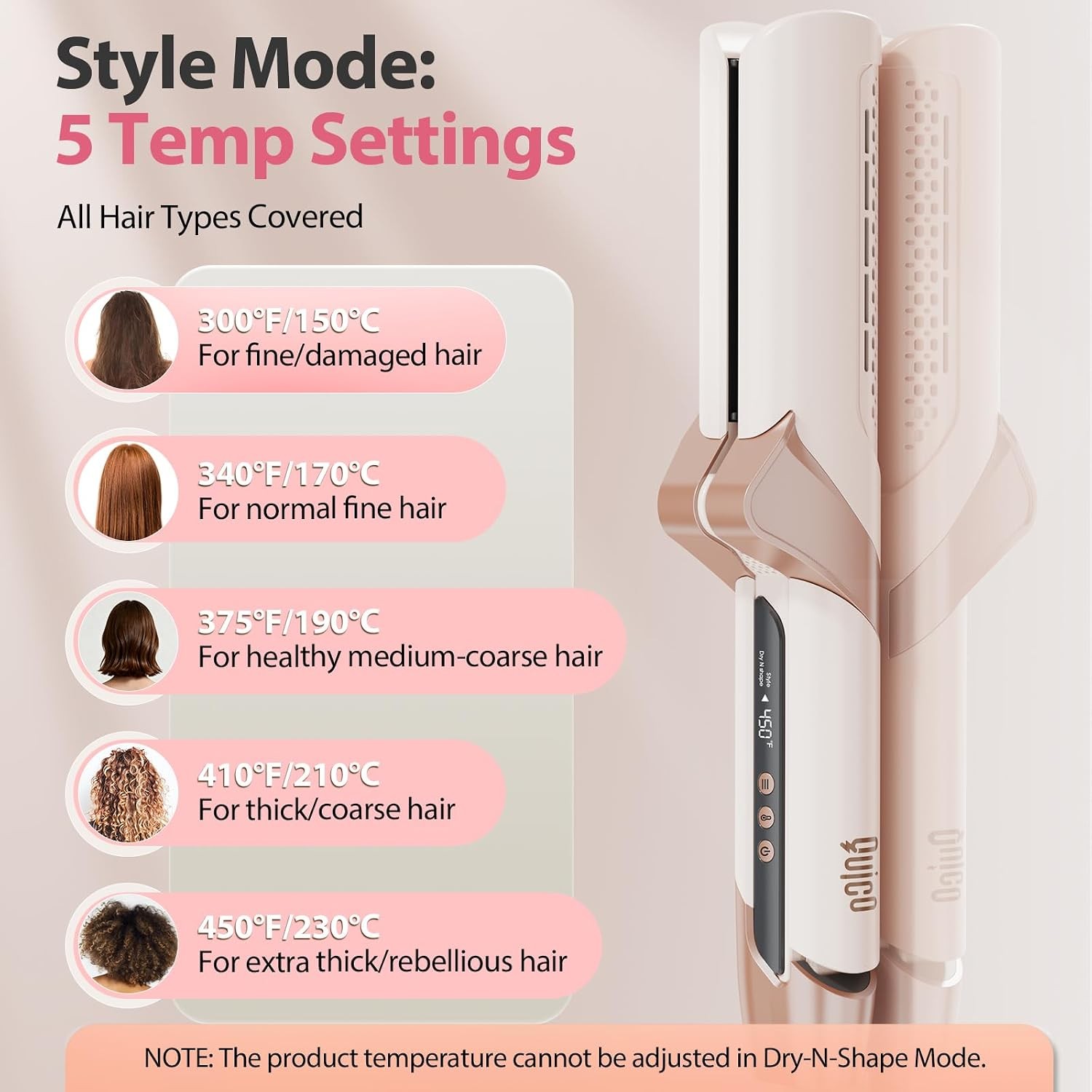 Upgraded Hair Air Straightener, Quico Dual Voltage High-Speed Airflow 2 in 1 S
