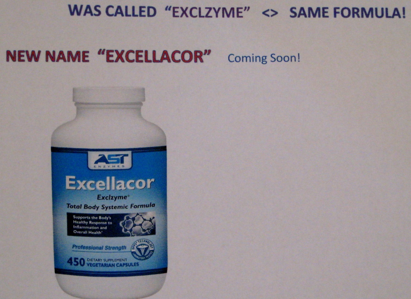 EXCELLACOR,SYSTEMIC ENZYME,REDUCES EXCESS FIBER & PAIN!