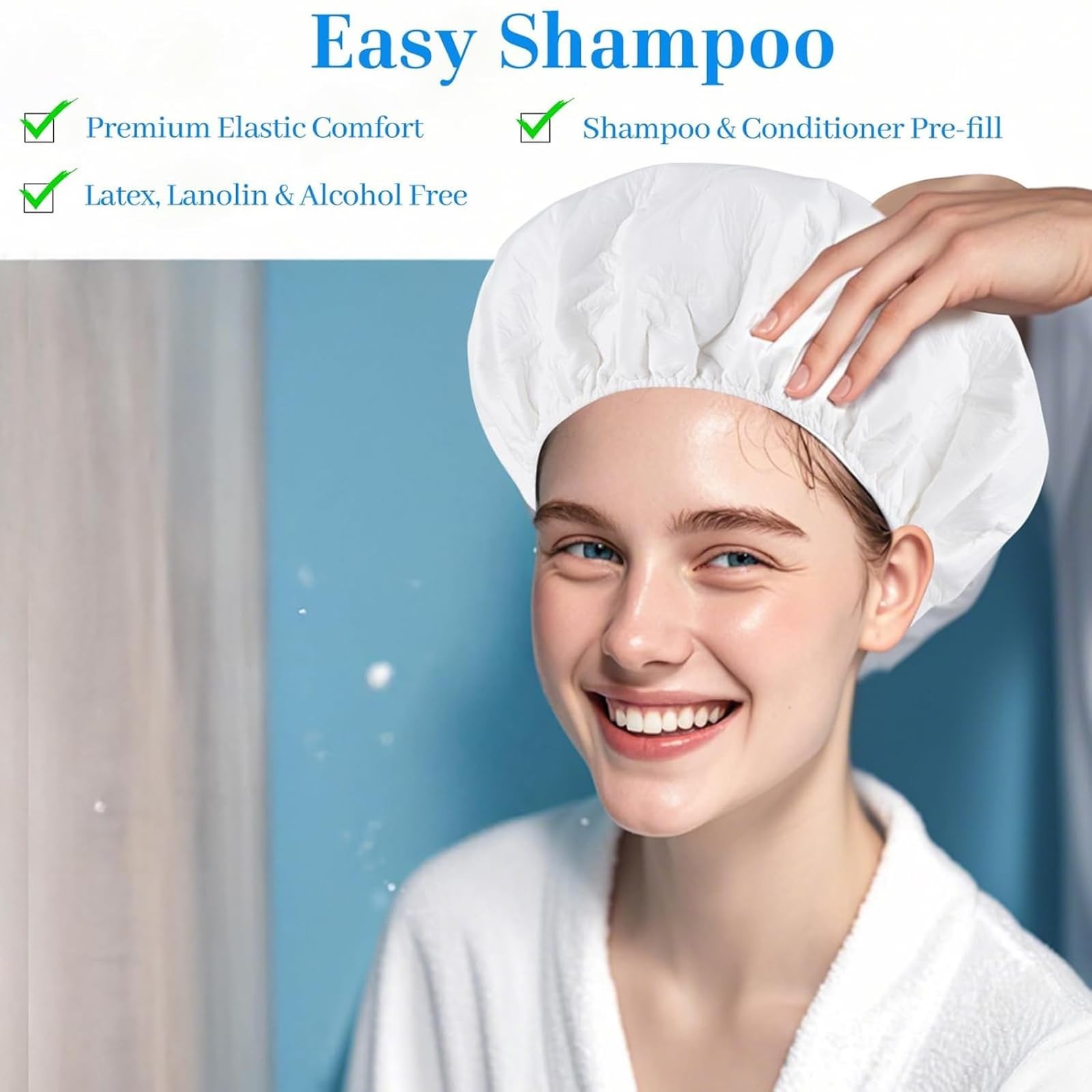 12 Pack Waterless Shampoo Caps for Bedridden, Elderly & Post-Surgery Care – No R