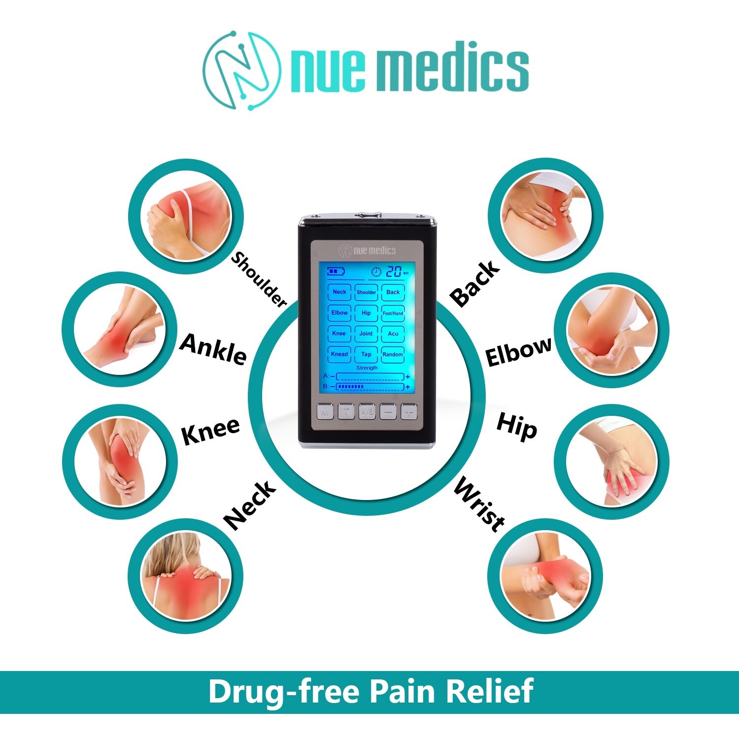 Tens Unit Rechargeable Muscle Stimulator Massager Pain Relief Dual Channel