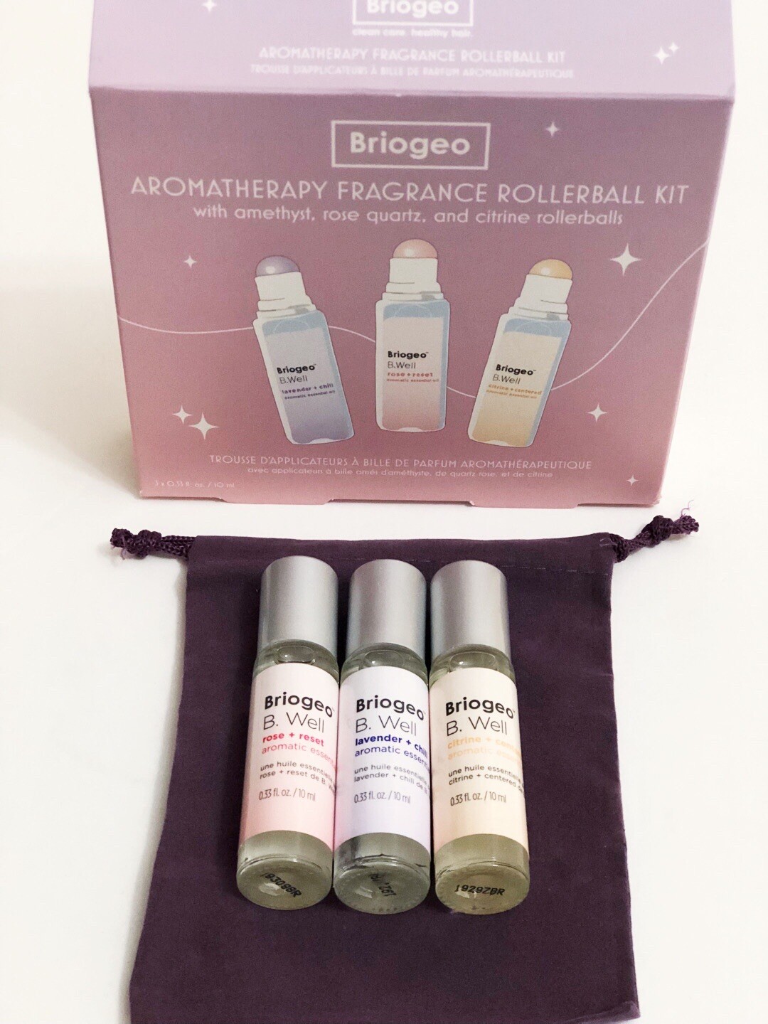 BRIOGEO B. Well AROMATHERAPY FRAGRANCE ROLLERBALL KIT 0.33 oz x 3 NEW IN THE BOX