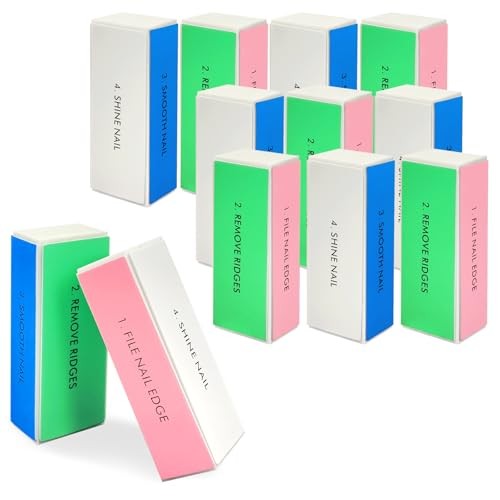 12-Piece White Sponge Nail Buffer Block, 4-Way Nail File and Buffer for Nail