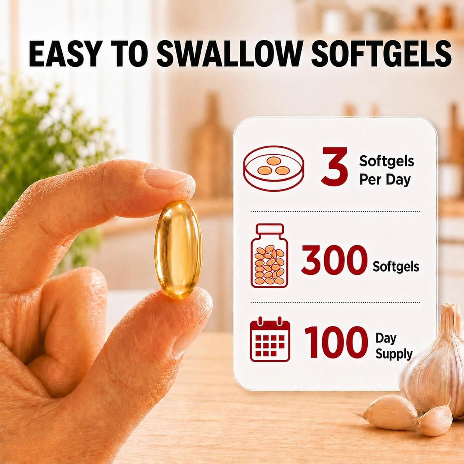 Aged Garlic Extract – 7500mg Odorless, 300 Softgels, Aged Garlic Supplement