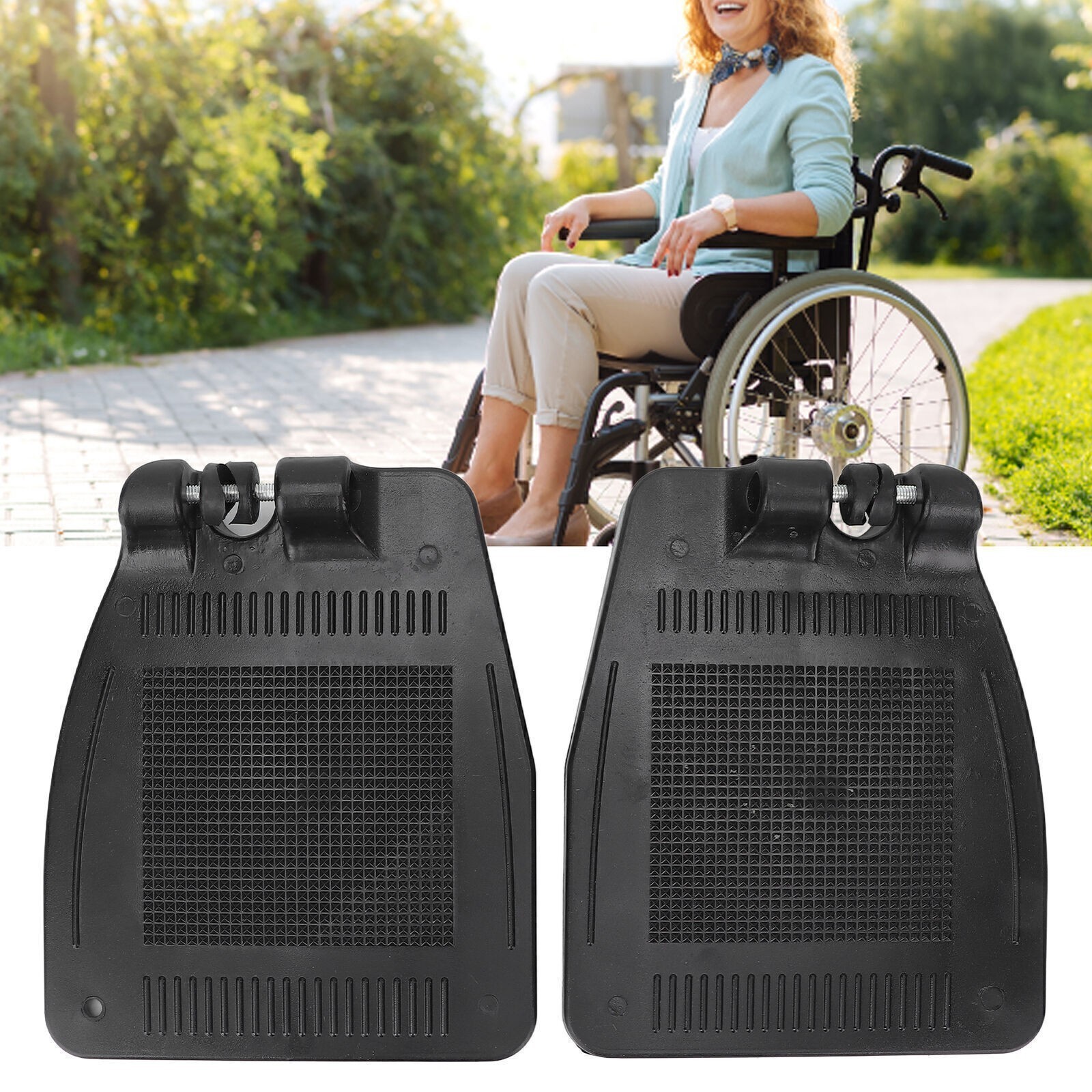 Pair Wheelchair Footplate 19x16cm Footrest Thickened ABS Plastic Nonslip Texture