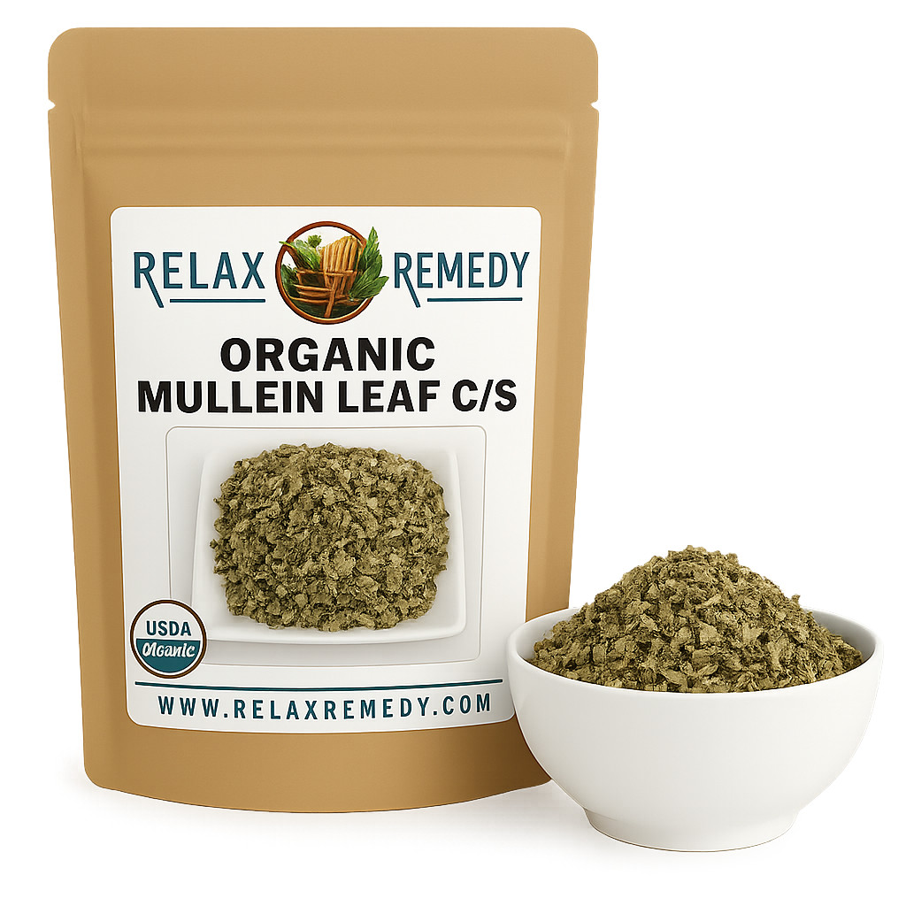 Organic Mullein Leaf C/S – 100% Pure Non-GMO Verbascum Thapsus, Respiratory Herb