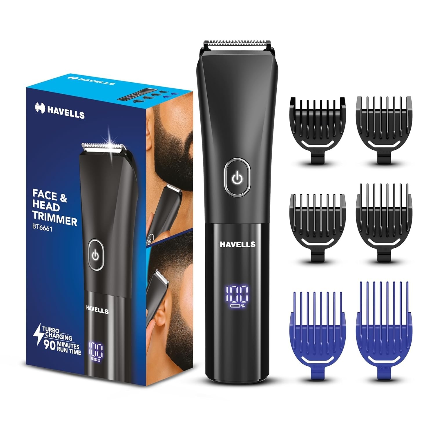 Havells 7-in-1 Beard & Hair Trimmer, Type-C, Digital Display, 2-Year Warranty