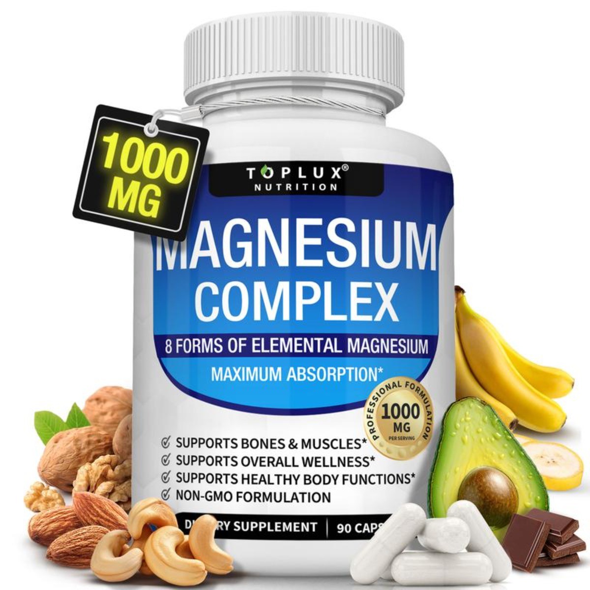 1/2Bottles Toplux Magnesium Complex 8 Essential Magnesium Supplement 1000mg