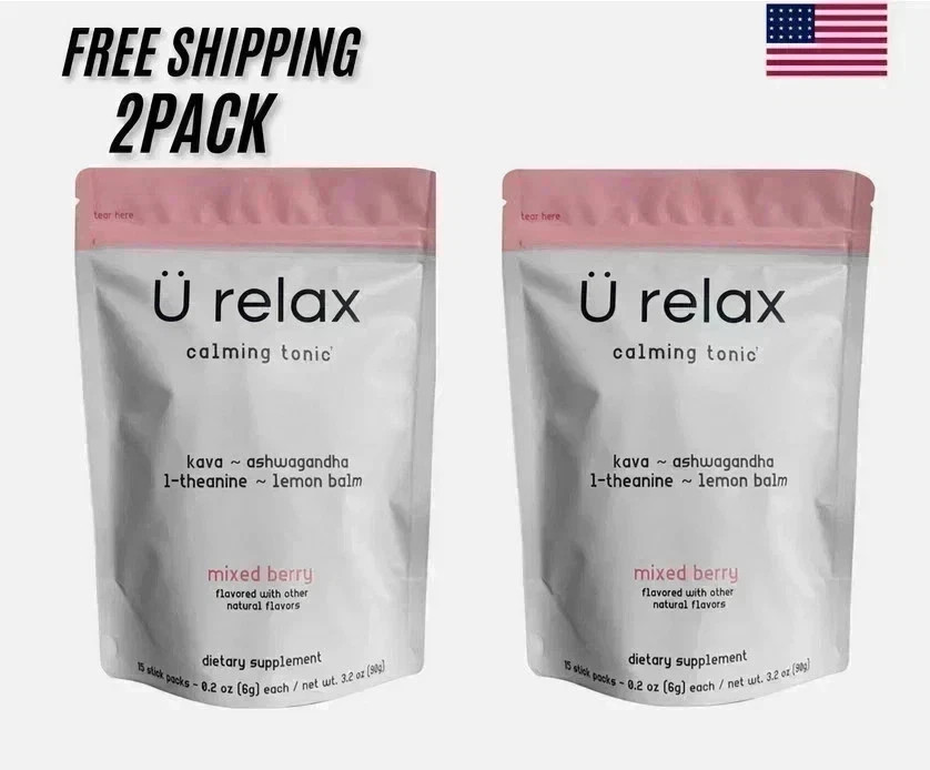U Relax Calming Tonic- 15 Packets MIXED BERRY Flavor Relax Drink 2 pack.