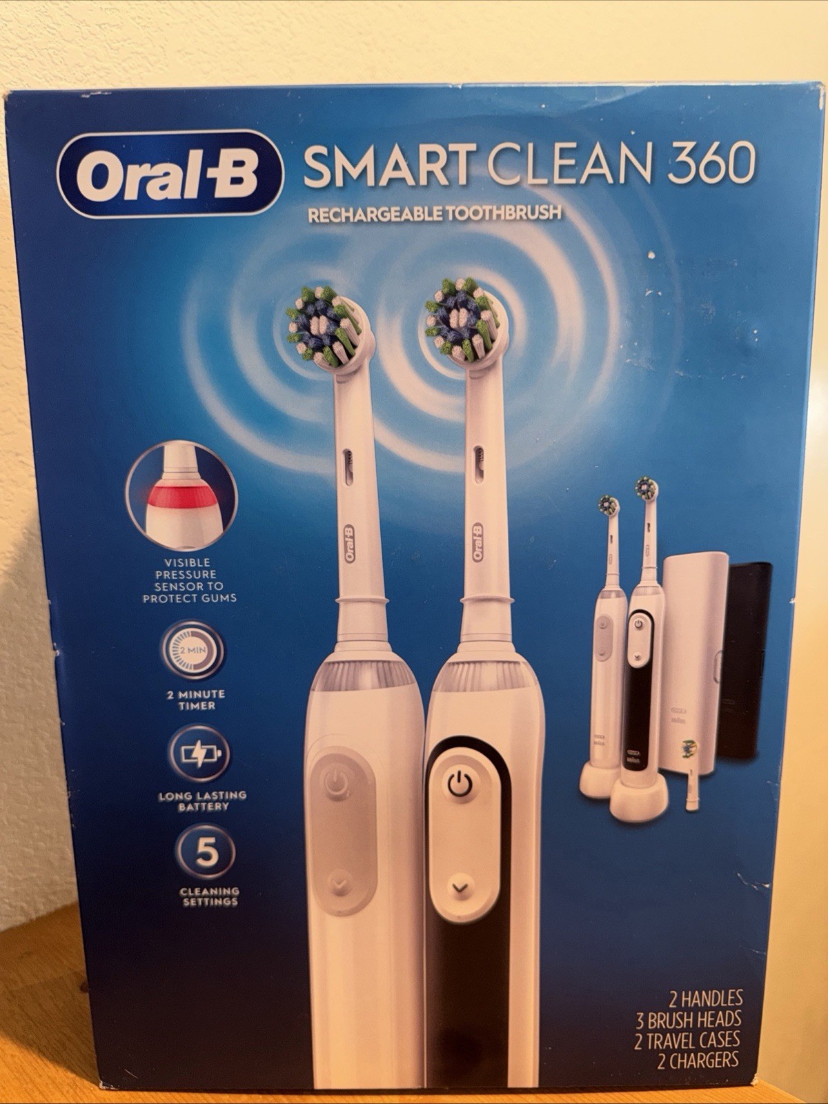 **BRAND NEW** Oral-B Smart Clean 360 Rechargeable Toothbrush 2-Pack – SEALED