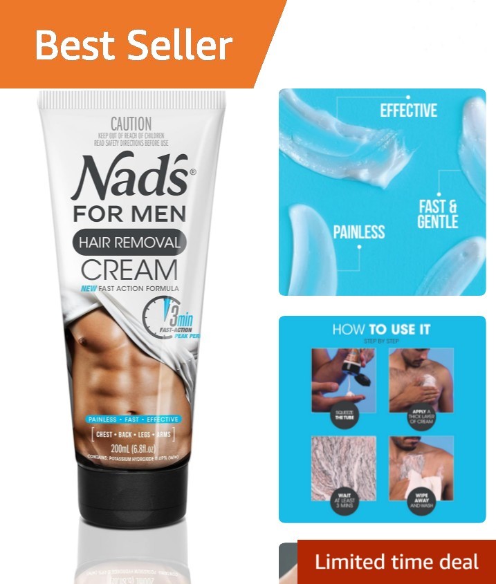 6.8 Fl Oz Painless Hair Removal Cream for Coarse Male Body Hair – All Skin Types