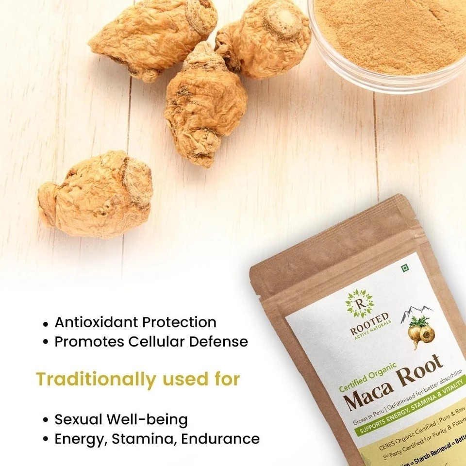 Organic Maca Root Powder – Peruvian Superfood (Raw), Gelatinized for Easy Digest